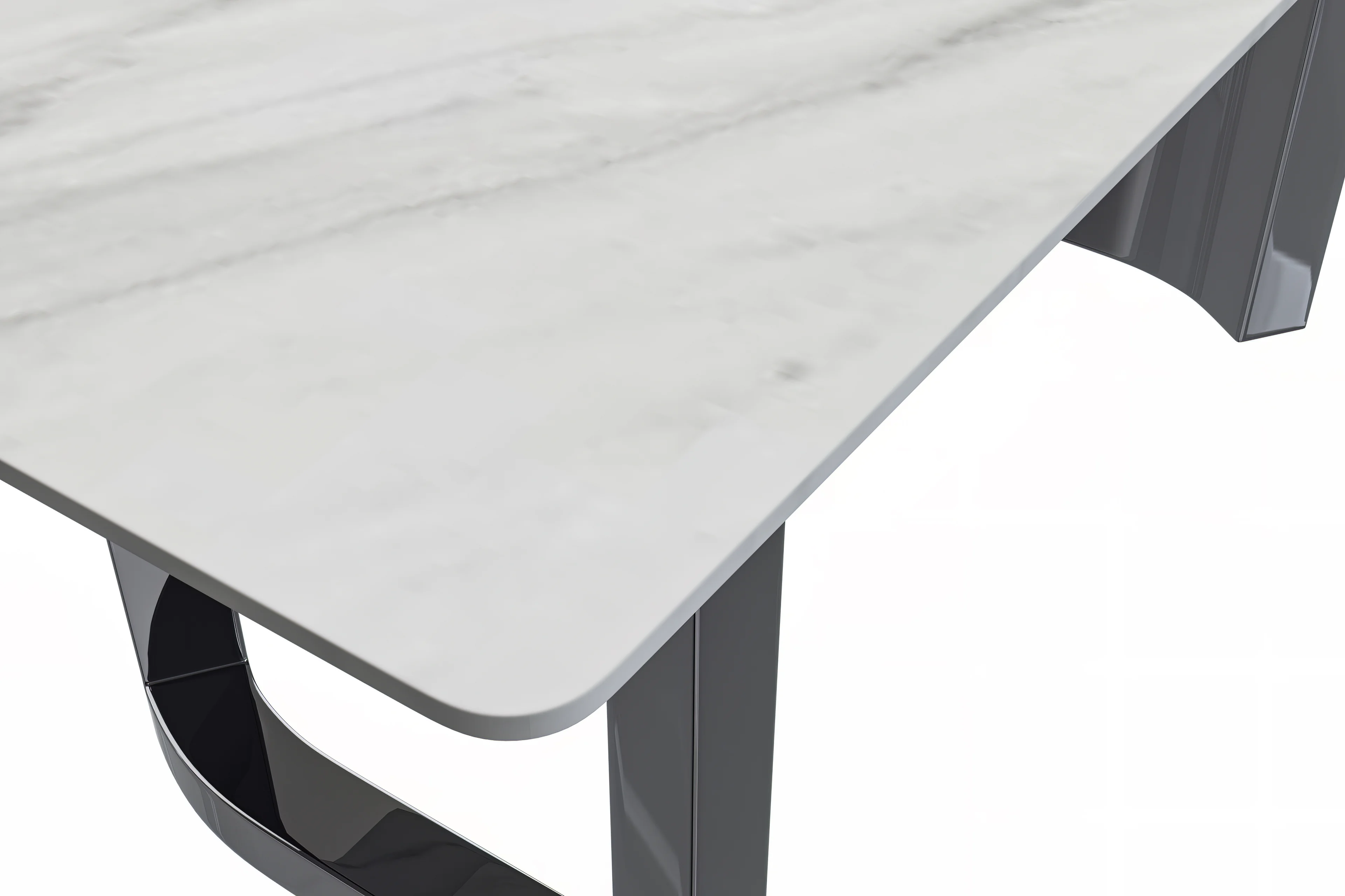 Astra Series Modern Dining Table Stainless Steel Base, With 62" White Sintered Stone Top
