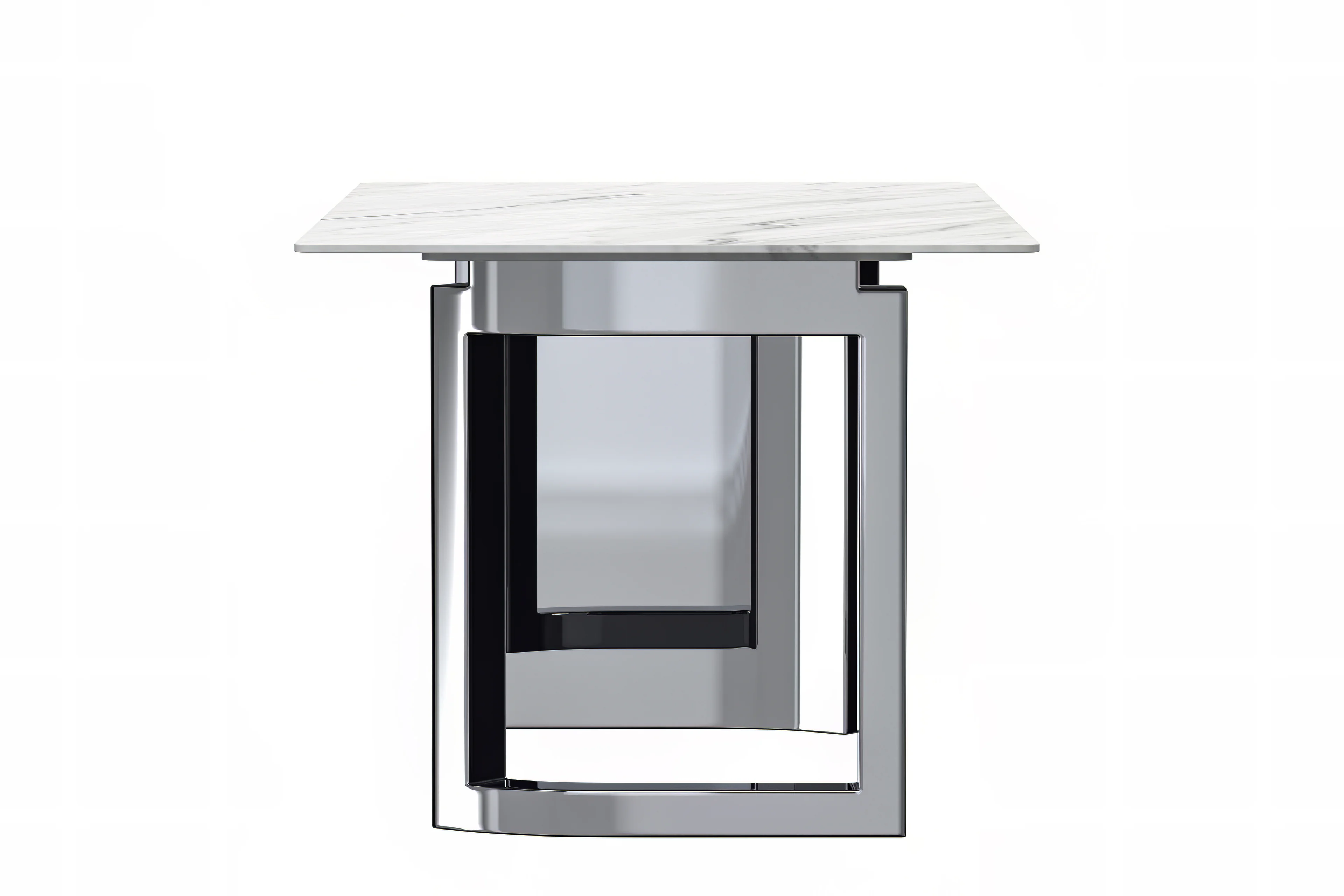 Astra Series Modern Dining Table Stainless Steel Base, With 71" White Sintered Stone Top