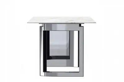 Astra Series Modern Dining Table Stainless Steel Base, With 71" White Sintered Stone Top