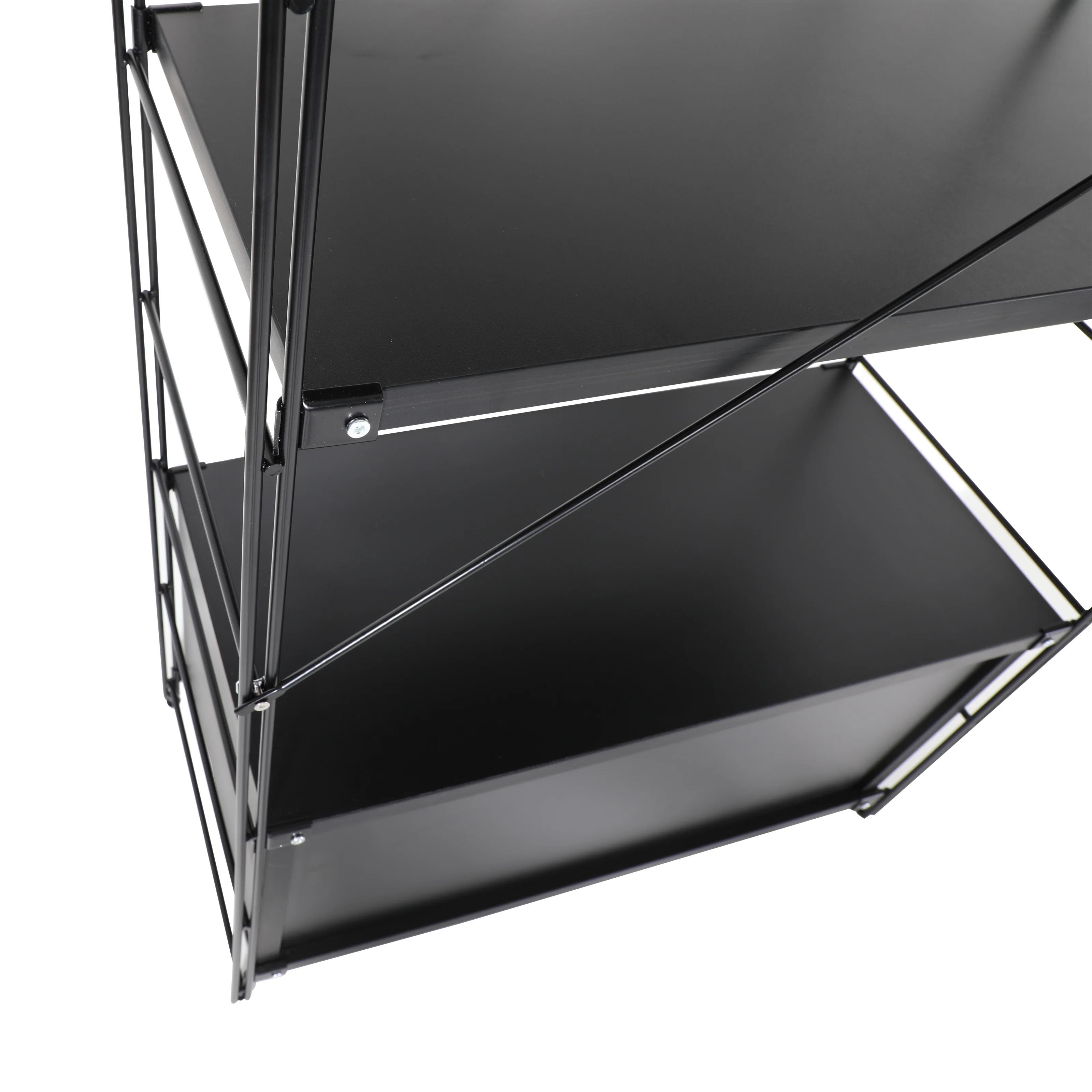 Brentwood Etagere Bookcase with Black Powder Coated Steel Frame and Melamine Board Shelves