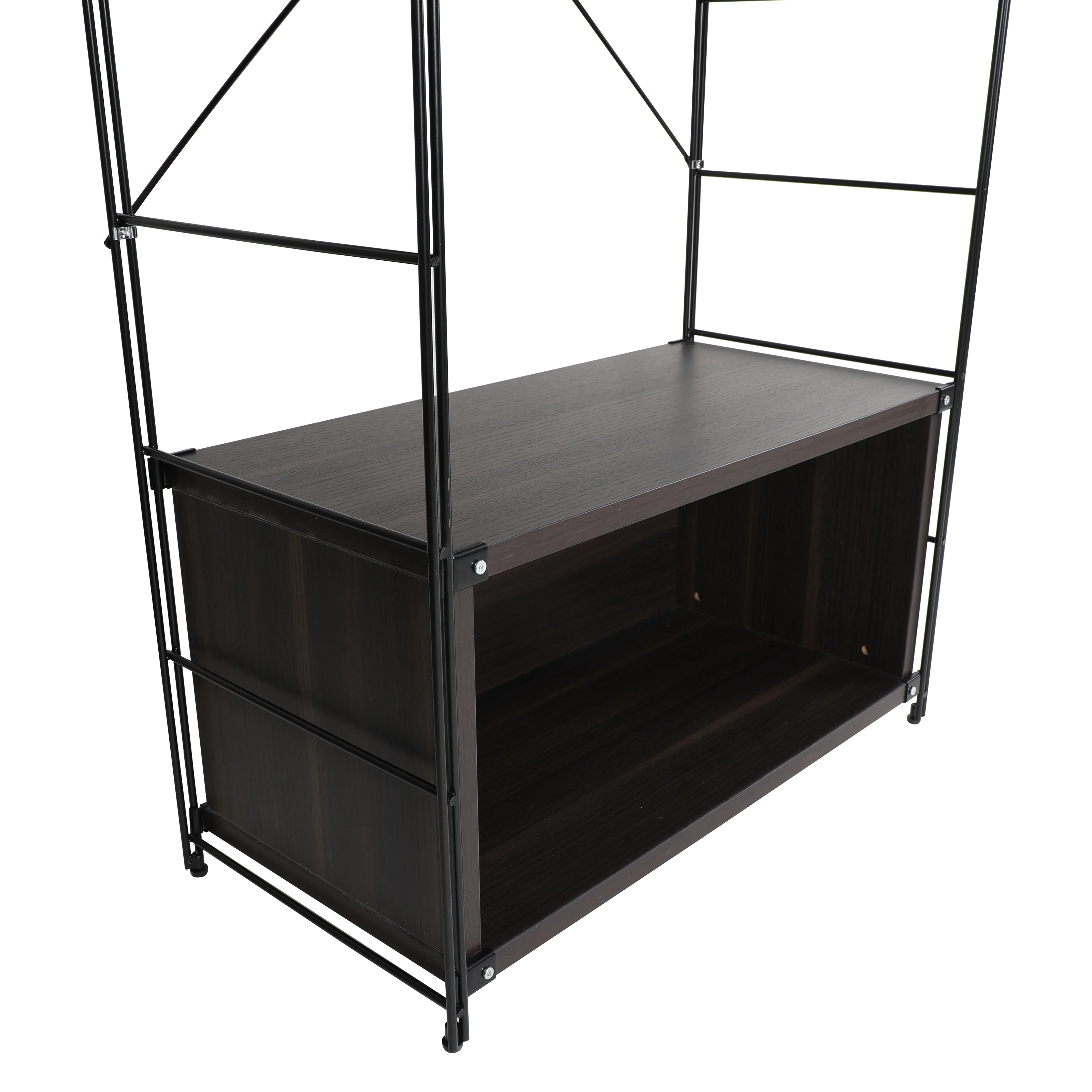 Brentwood Etagere Bookcase with Black Powder Coated Steel Frame and Melamine Board Shelves