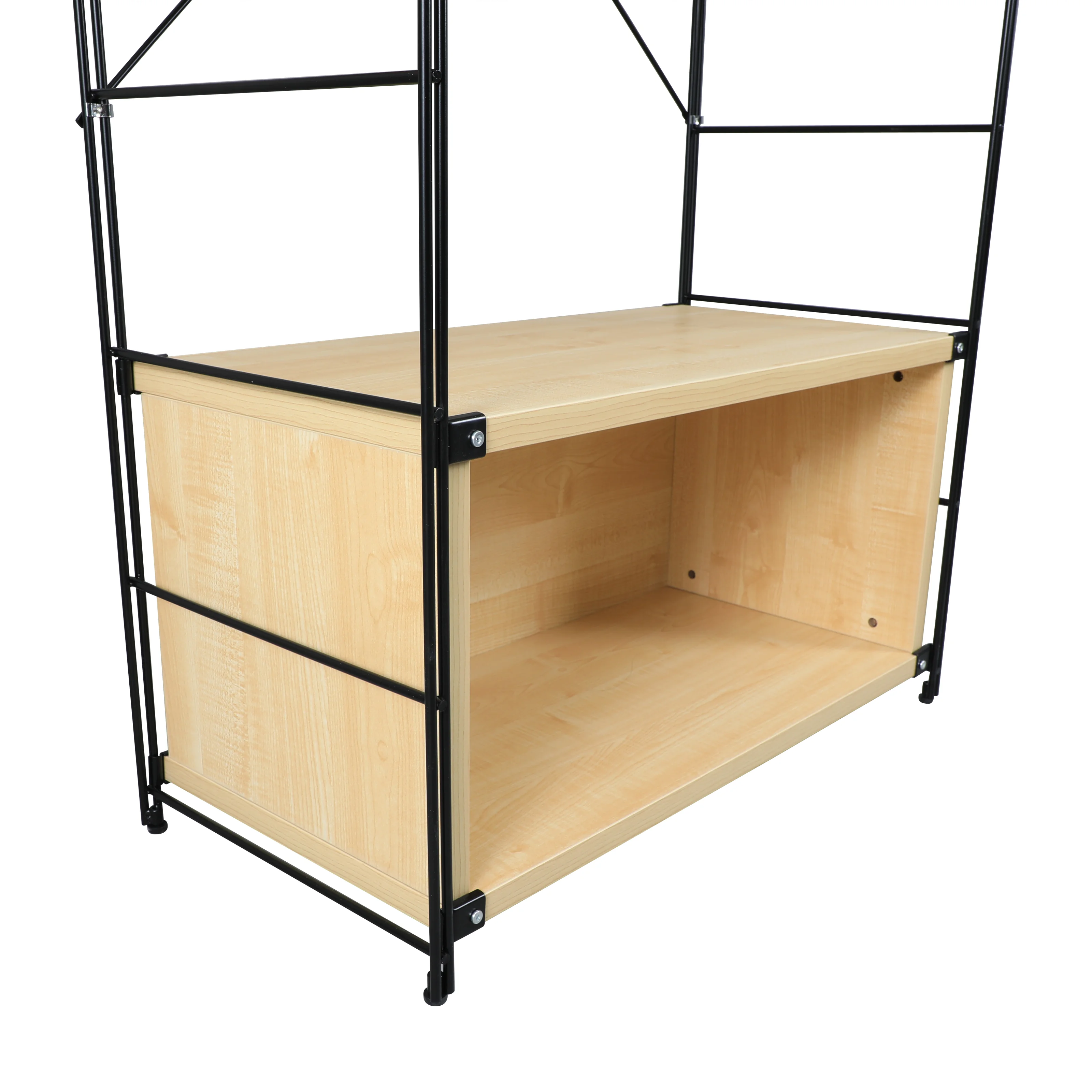 Brentwood Etagere Bookcase with Black Powder Coated Steel Frame and Melamine Board Shelves