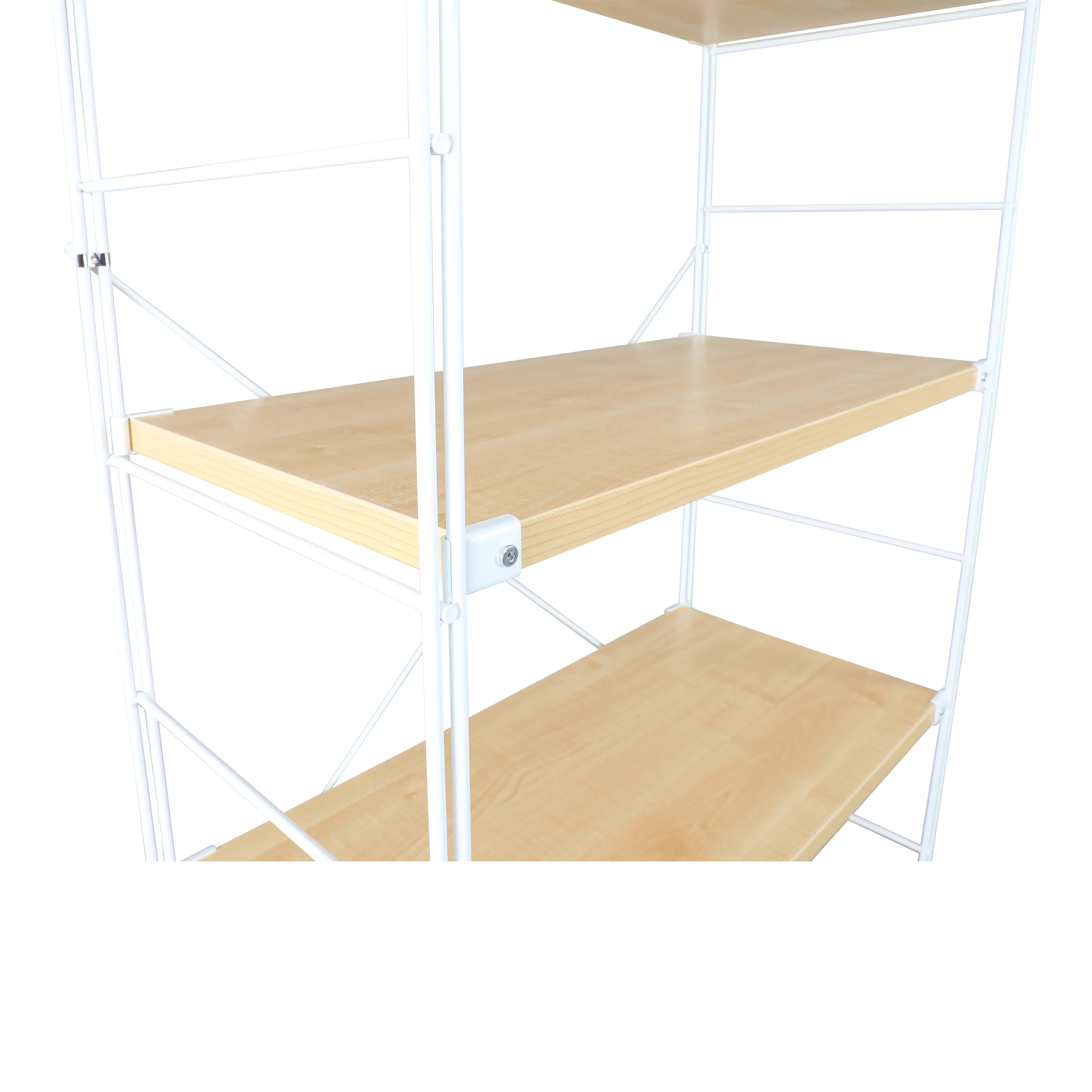 Brentwood Etagere Bookcase with White Powder Coated Steel Frame and Melamine Board Shelves