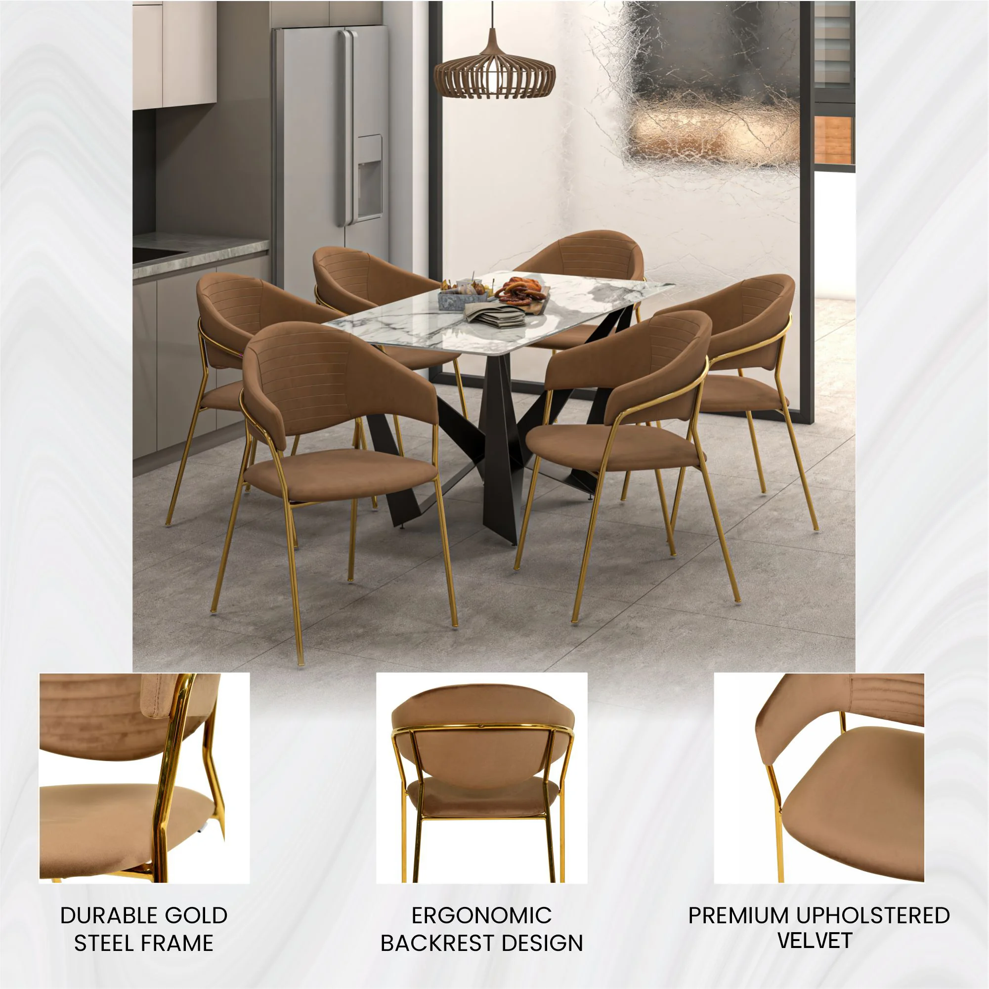 Bella Collection Modern Dining Chair in Brown