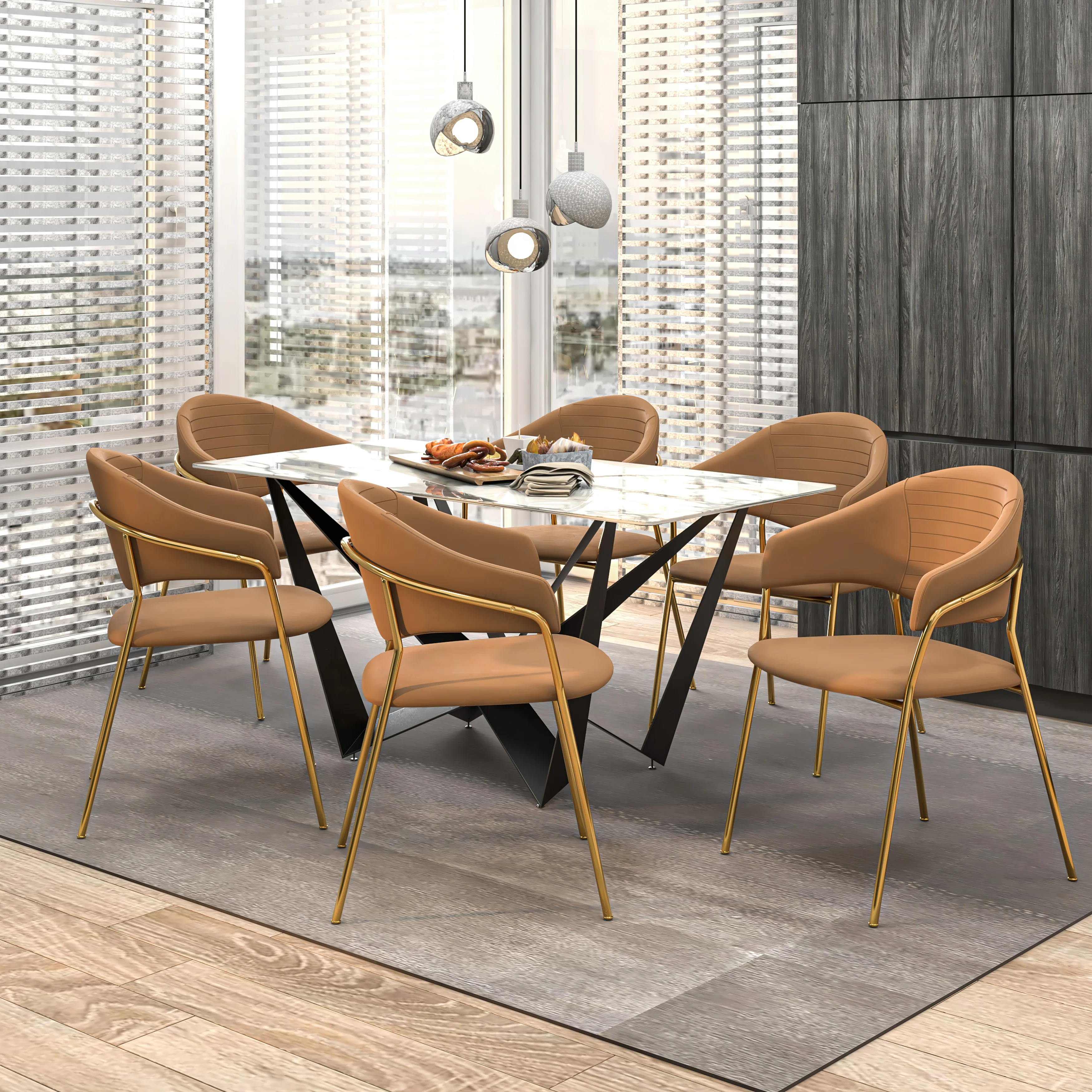Bella Collection Modern Dining Chair in Brown