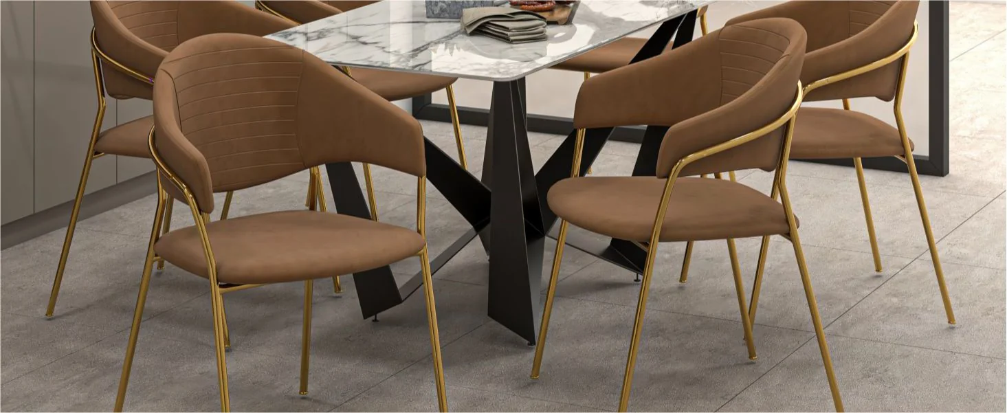 Bella Collection Modern Dining Chair in Brown Set of 4