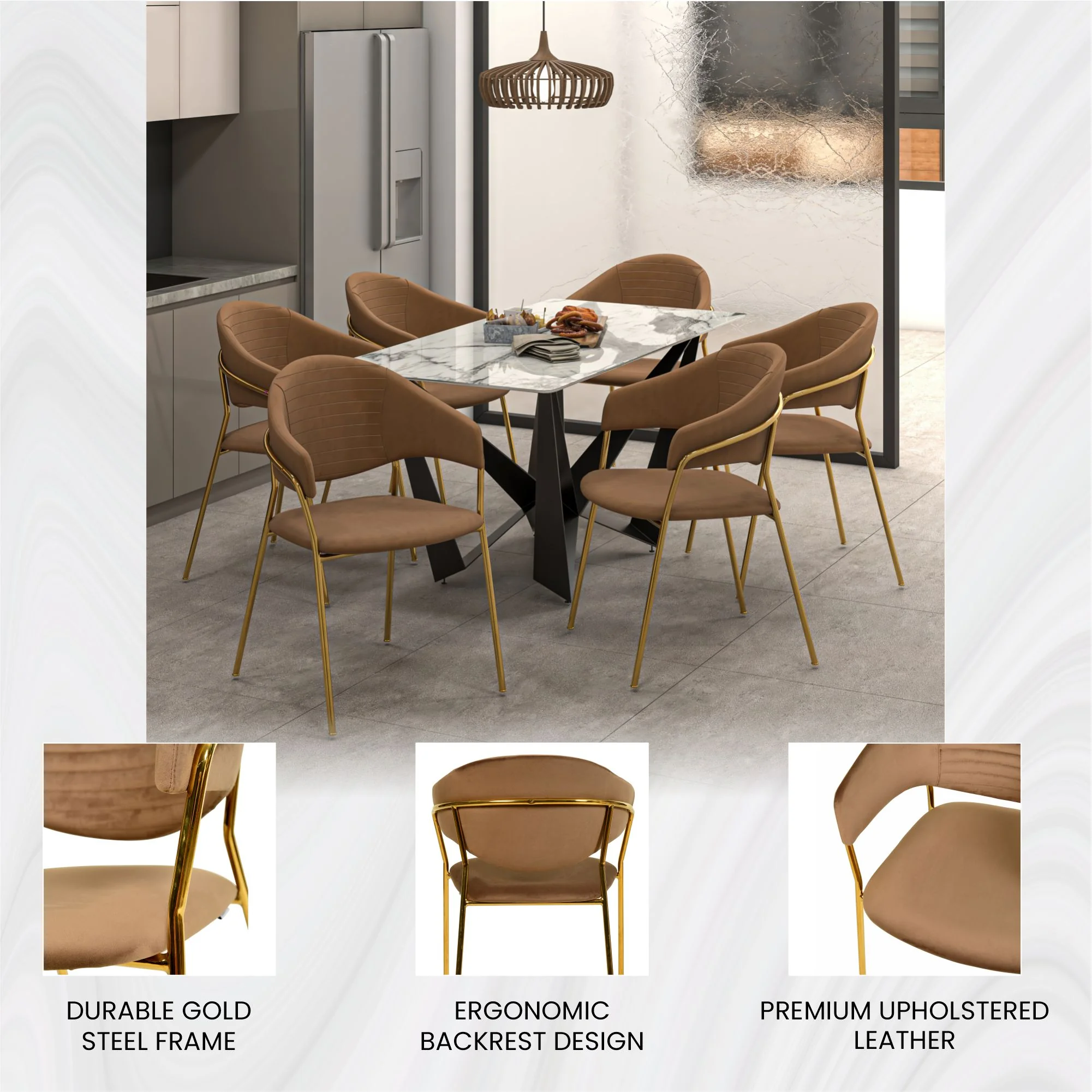 Bella Collection Modern Dining Chair in Brown Set of 4