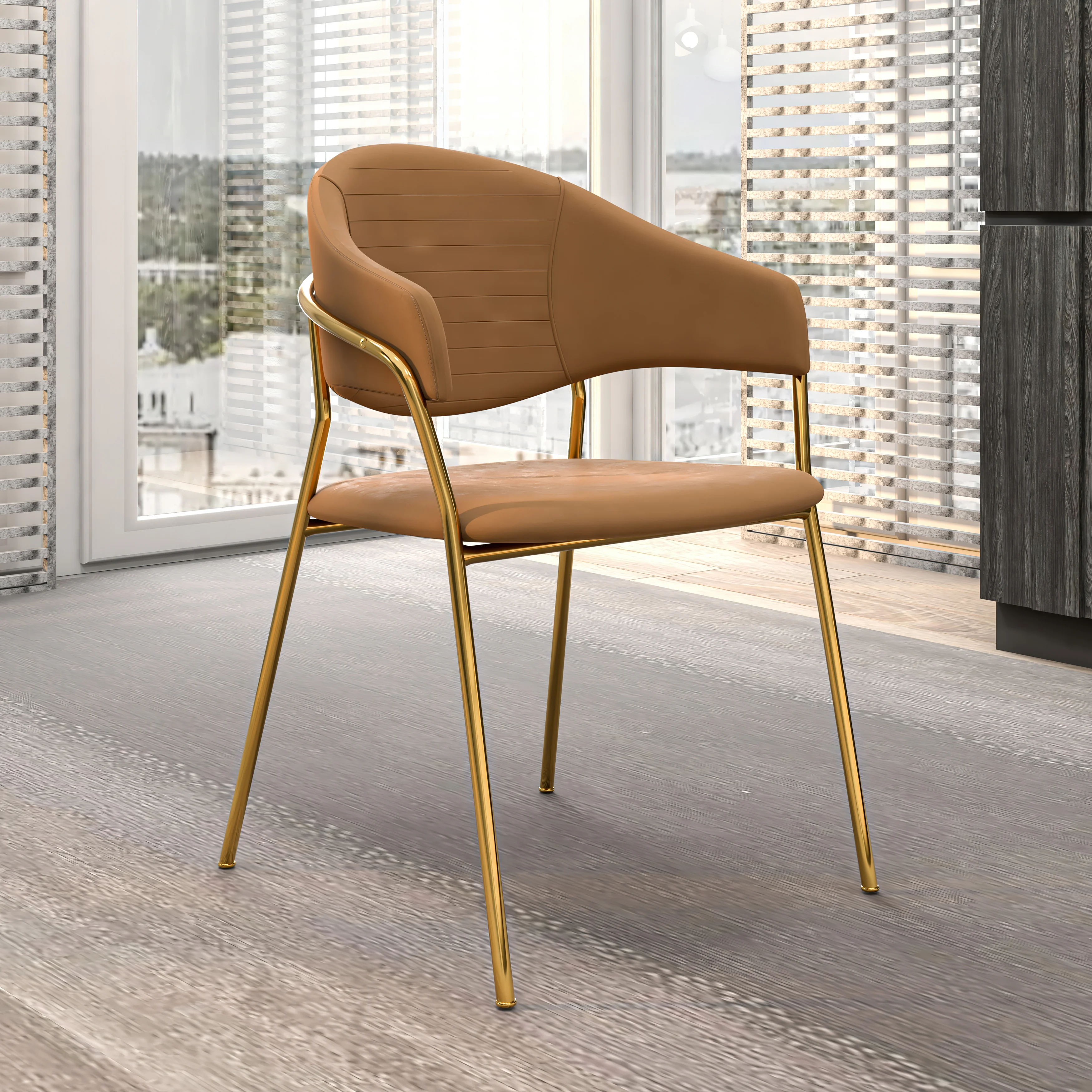 Bella Collection Modern Dining Chair in Brown Set of 4