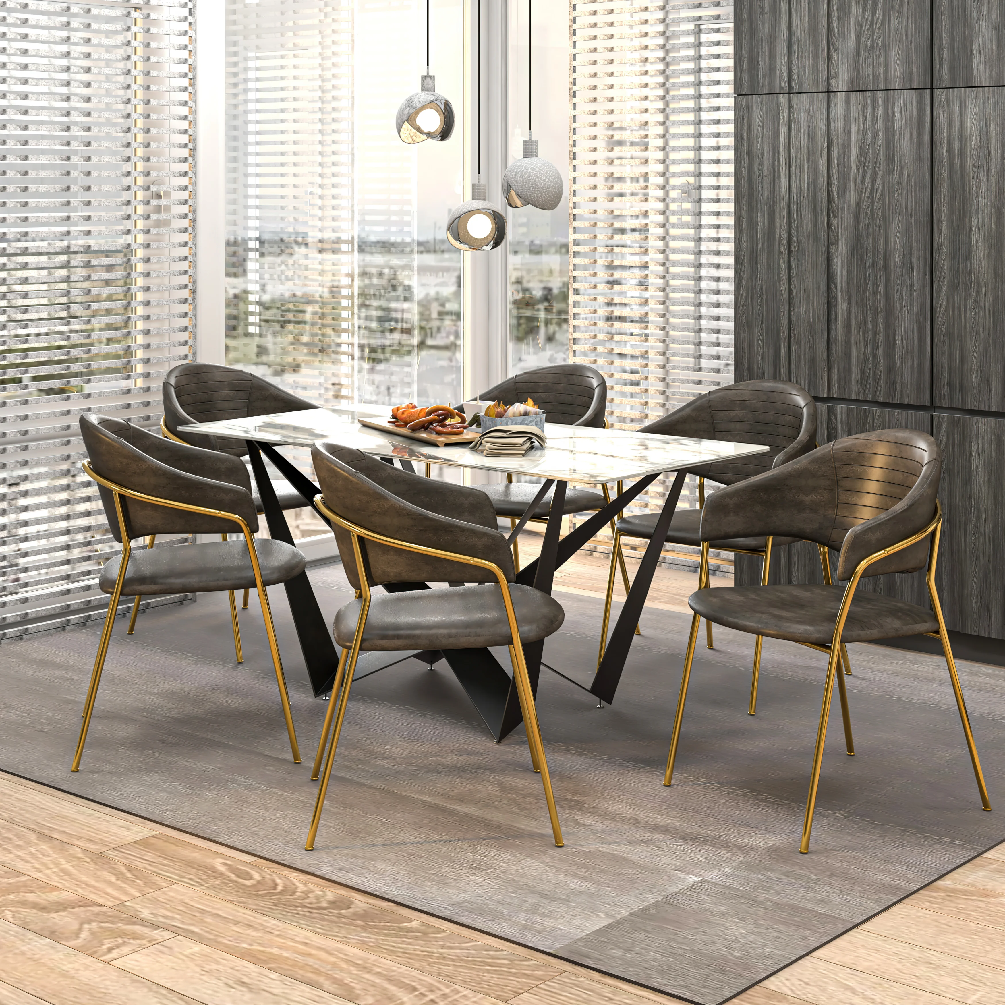 Bella Collection Modern Dining Chair in Charcoal Set of 4