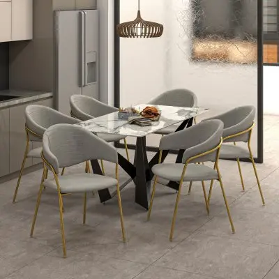 Bella Collection Modern Dining Chair in Light Grey Set of 2