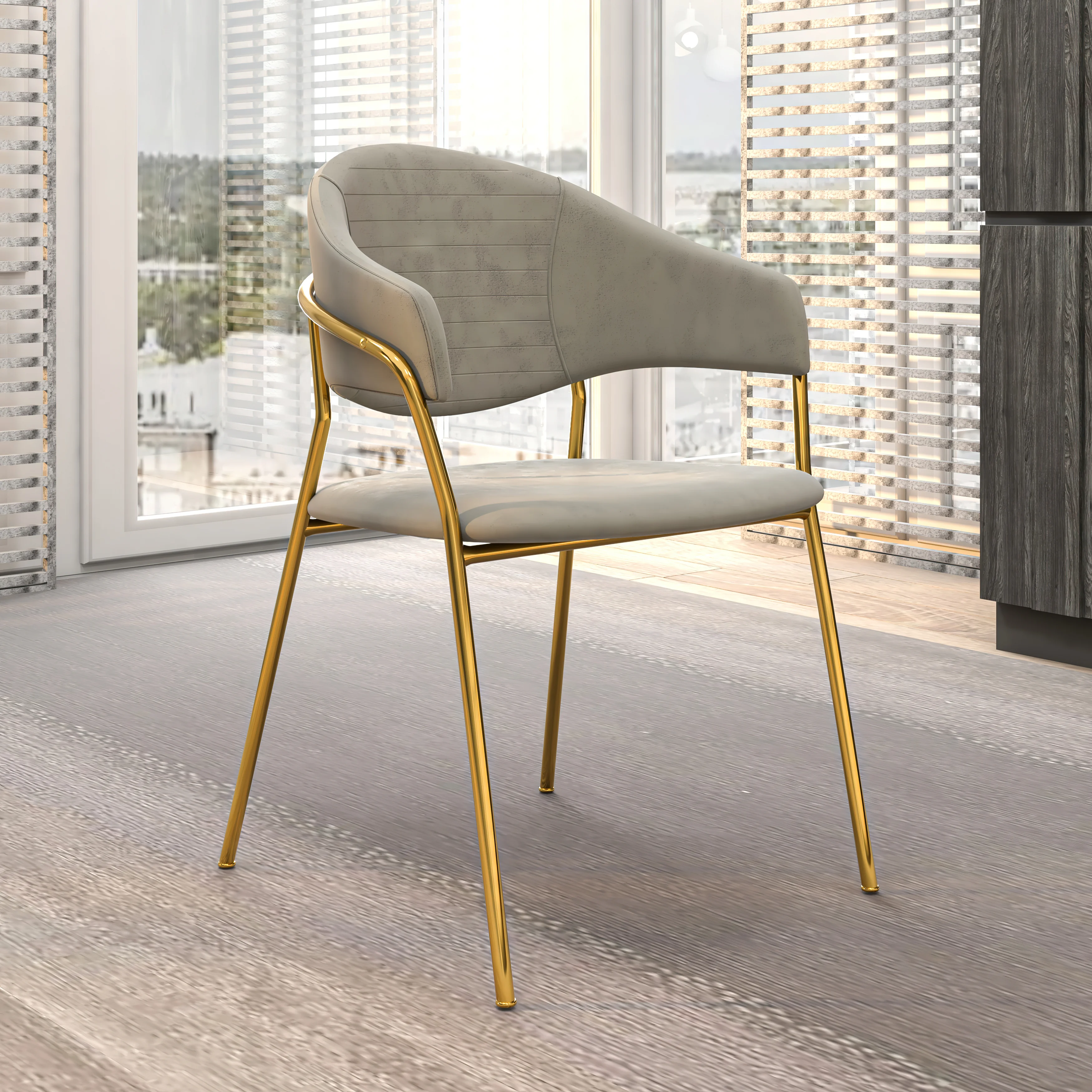 Bella Collection Modern Dining Chair in Light Grey Set of 4