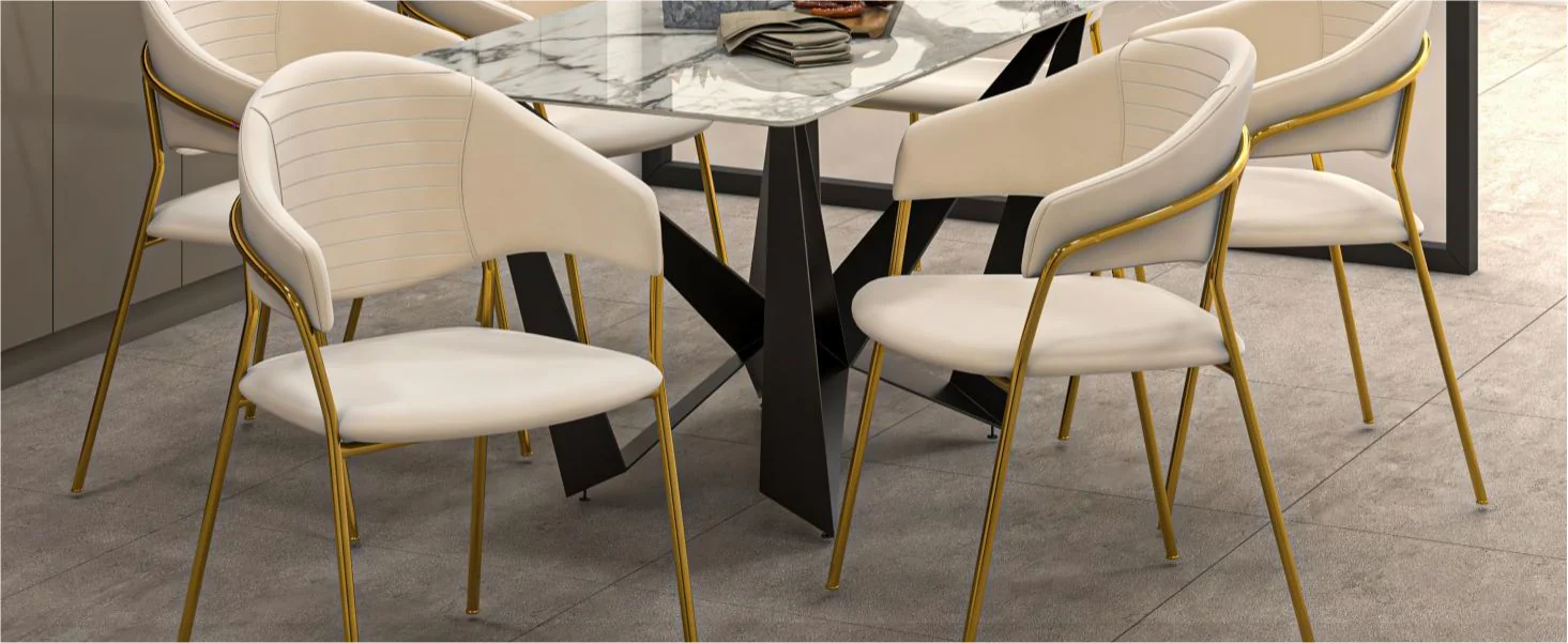 Bella Collection Modern Dining Chair in Off White