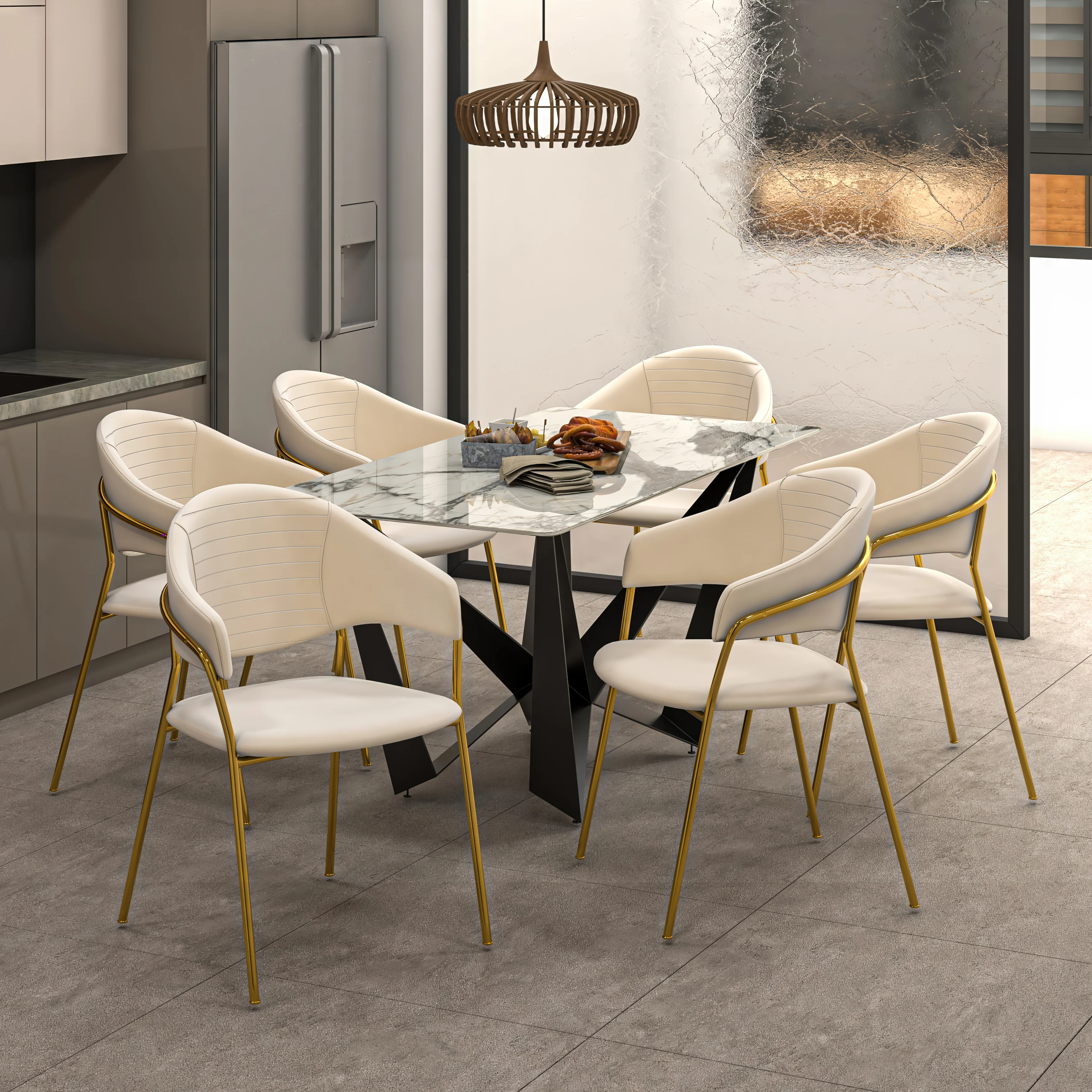Bella Collection Modern Dining Chair in Off White Set of 2