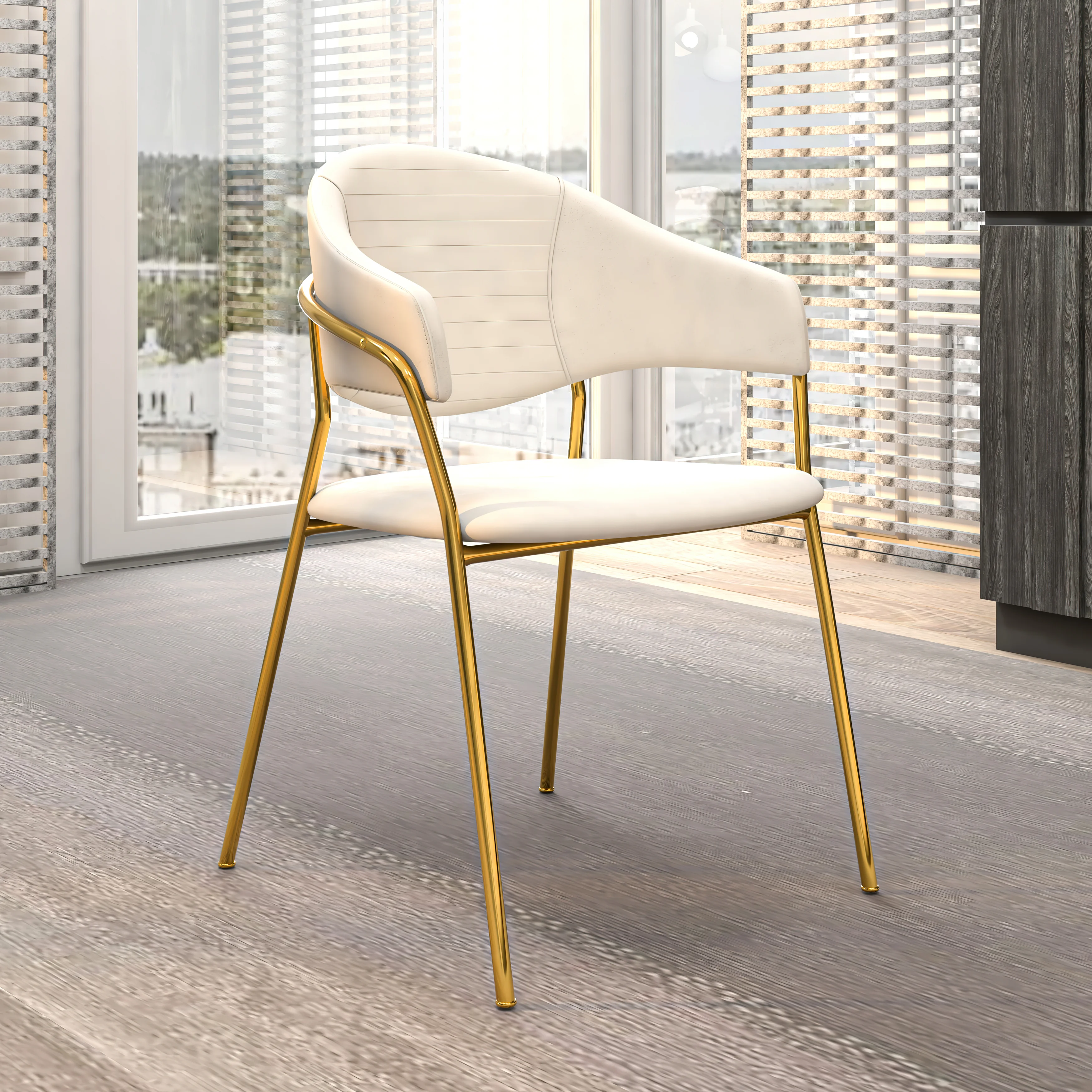 Bella Collection Modern Dining Chair in Off White Set of 2