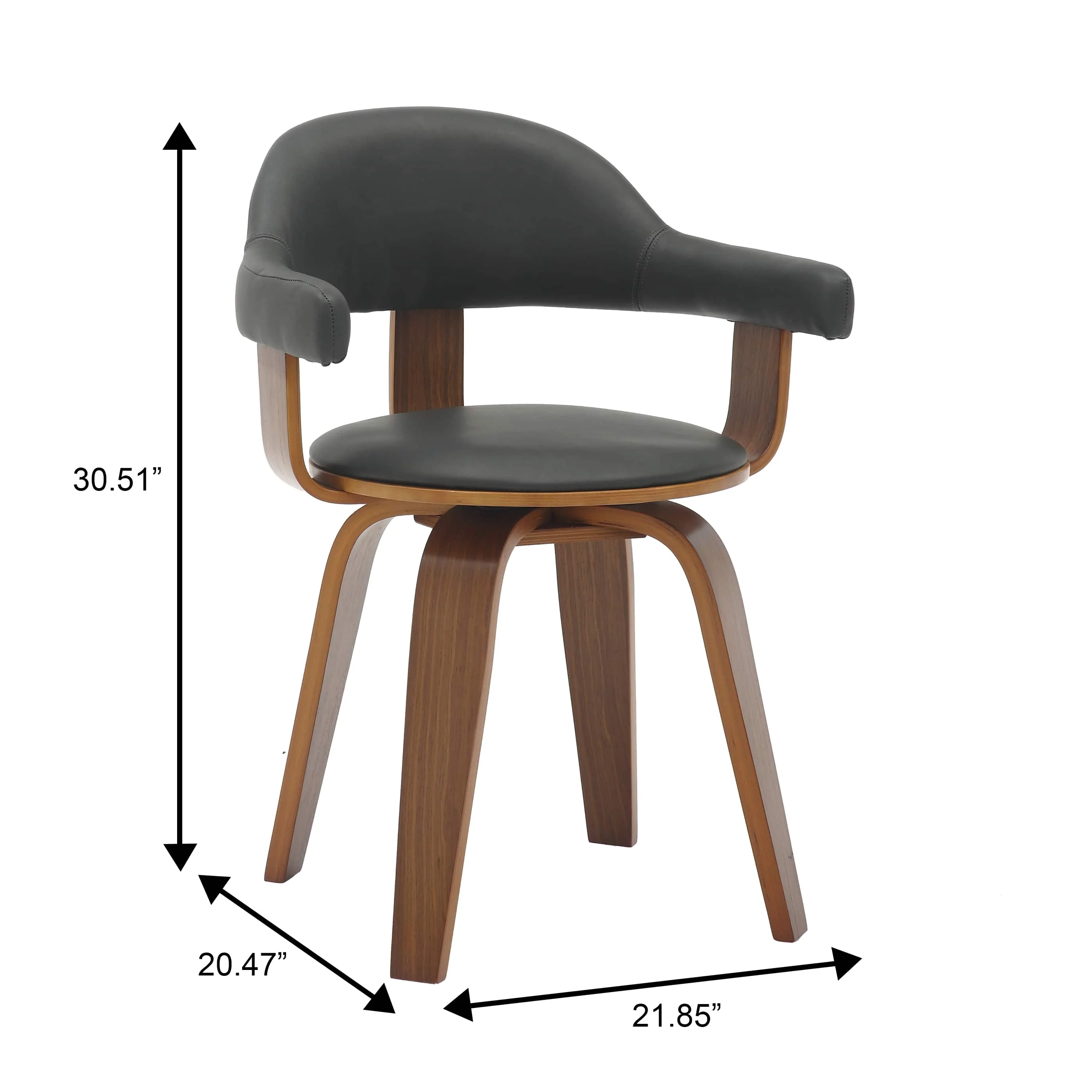Modern Wooden Dining Chair, Walnut Color Frame in Black, Brivo Collection By LeisrueMod