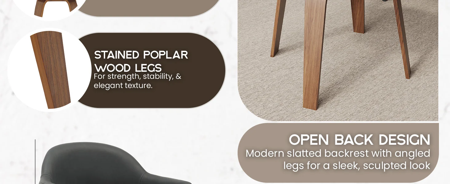 Modern Wooden Dining Chair, Walnut Color Frame in Black, Brivo Collection By LeisrueMod