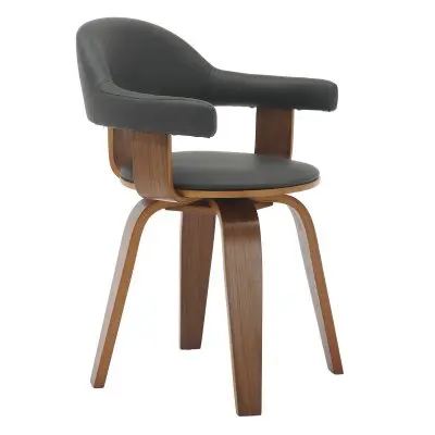 Modern Wooden Dining Chair, Walnut Color Frame in Black, Brivo Collection By LeisrueMod