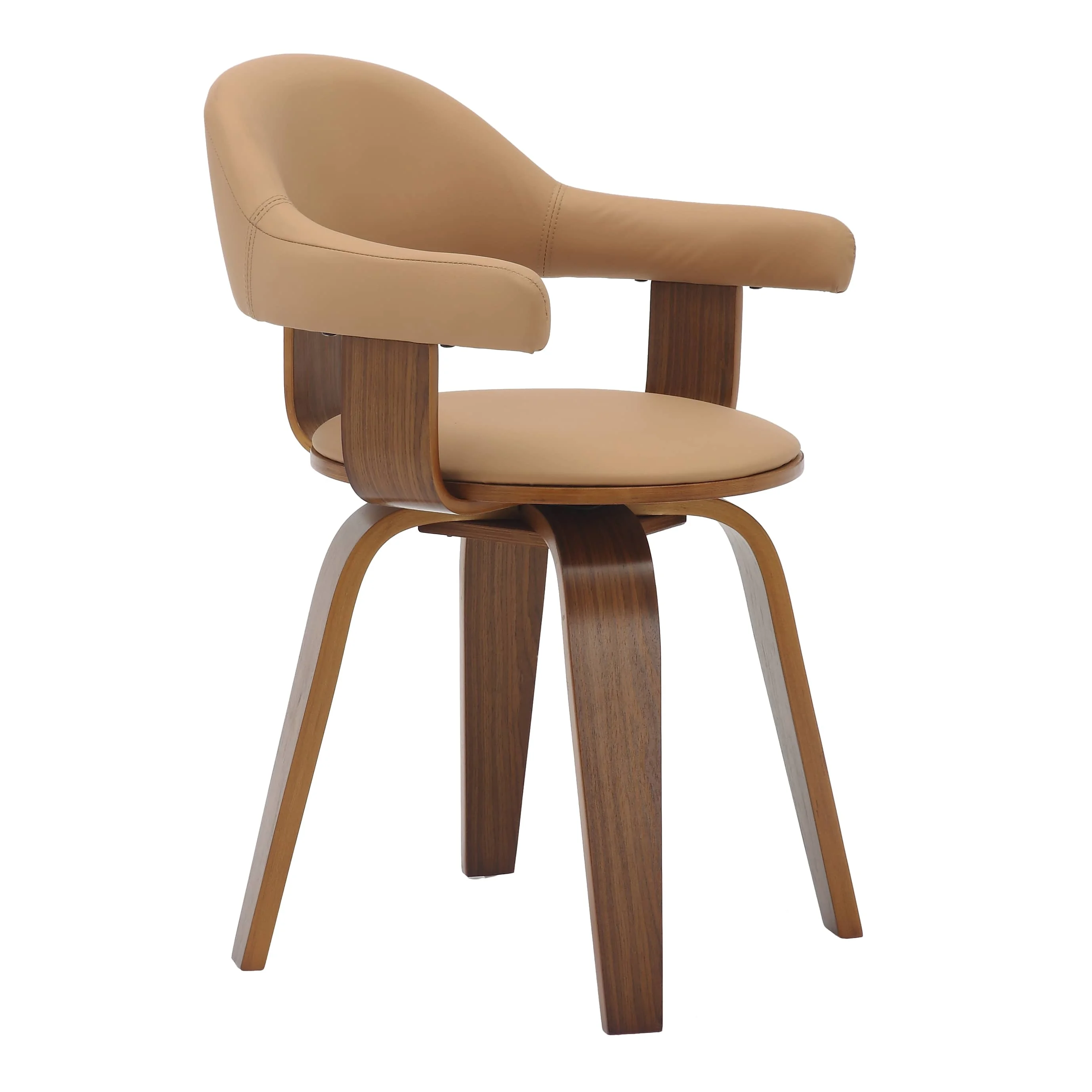 Modern Wooden Dining Chair, Walnut Color Frame in Brown, Brivo Collection By LeisrueMod