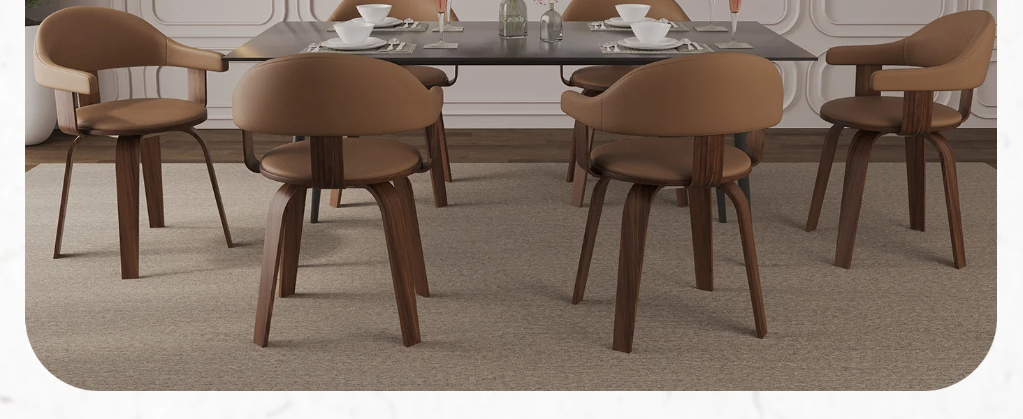 Modern Wooden Dining Chair, Walnut Color Frame in Brown, Brivo Collection By LeisrueMod