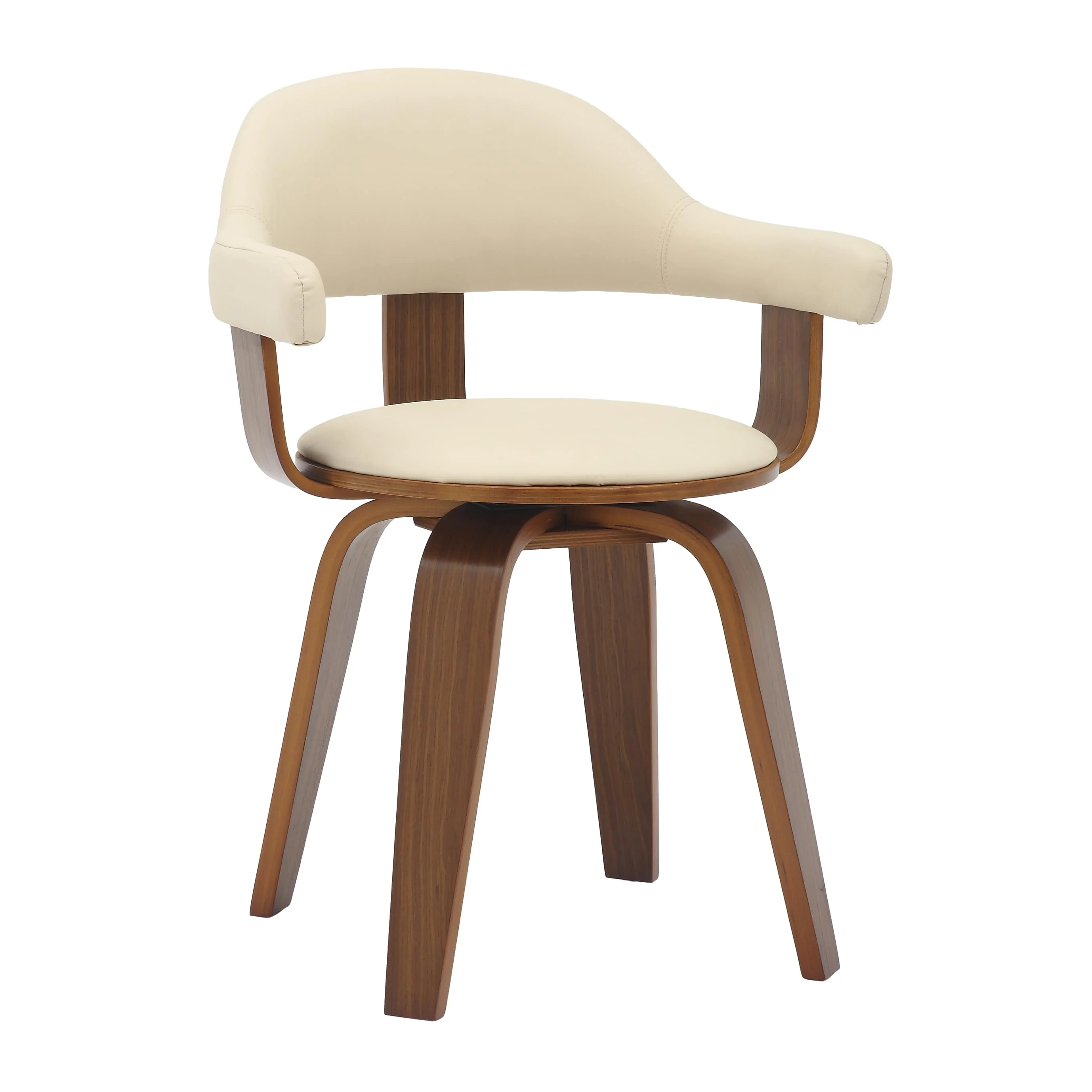 Modern Wooden Dining Chair, Walnut Color Frame in Cream, Brivo Collection By LeisrueMod
