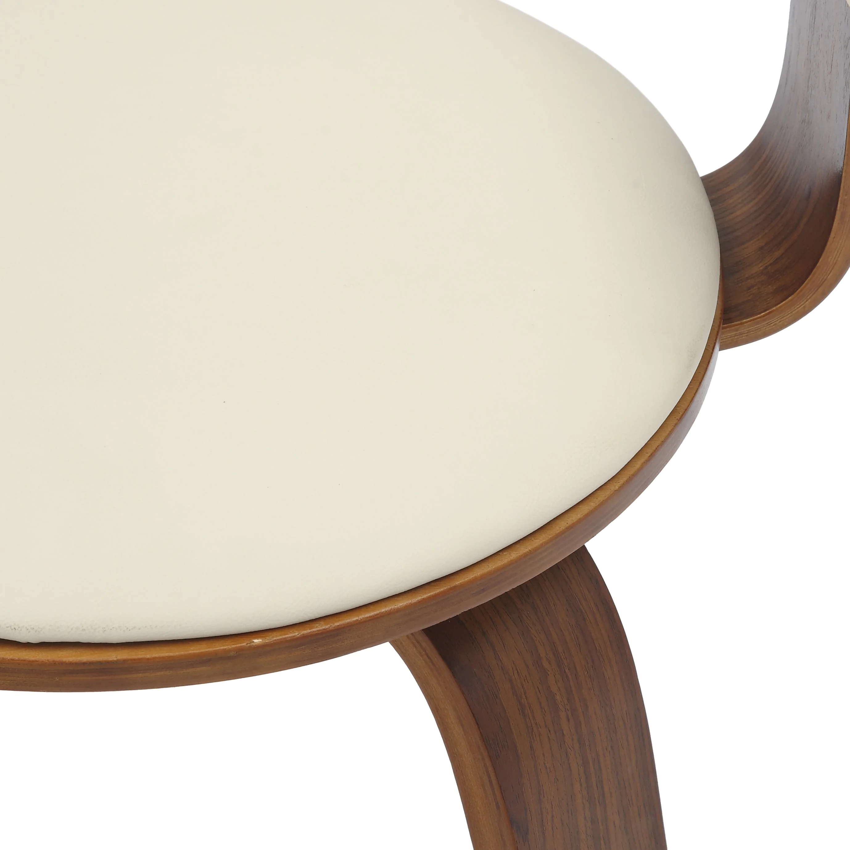 Modern Wooden Dining Chair, Walnut Color Frame in Cream, Brivo Collection By LeisrueMod