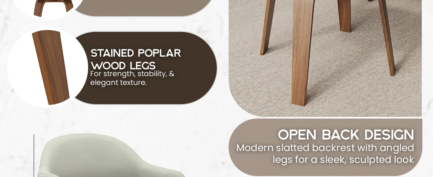 Modern Wooden Dining Chair, Walnut Color Frame in Grey, Brivo Collection By LeisrueMod