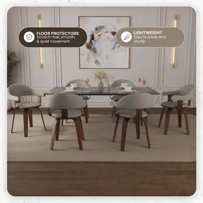 Modern Wooden Dining Chair, Walnut Color Frame in Grey, Brivo Collection By LeisrueMod