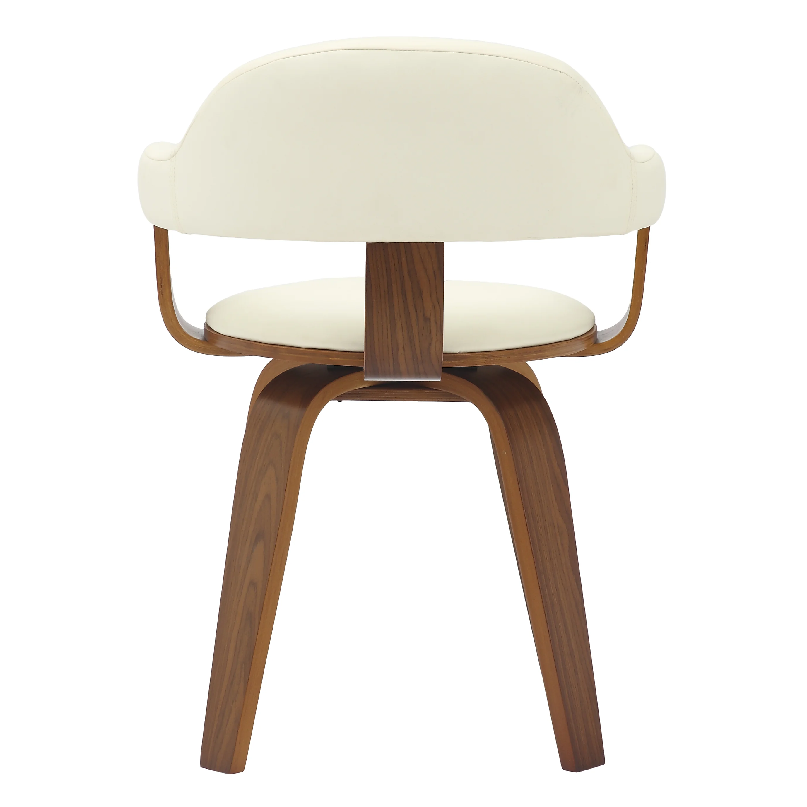 Modern Wooden Dining Chair, Walnut Color Frame in White, Brivo Collection By LeisrueMod