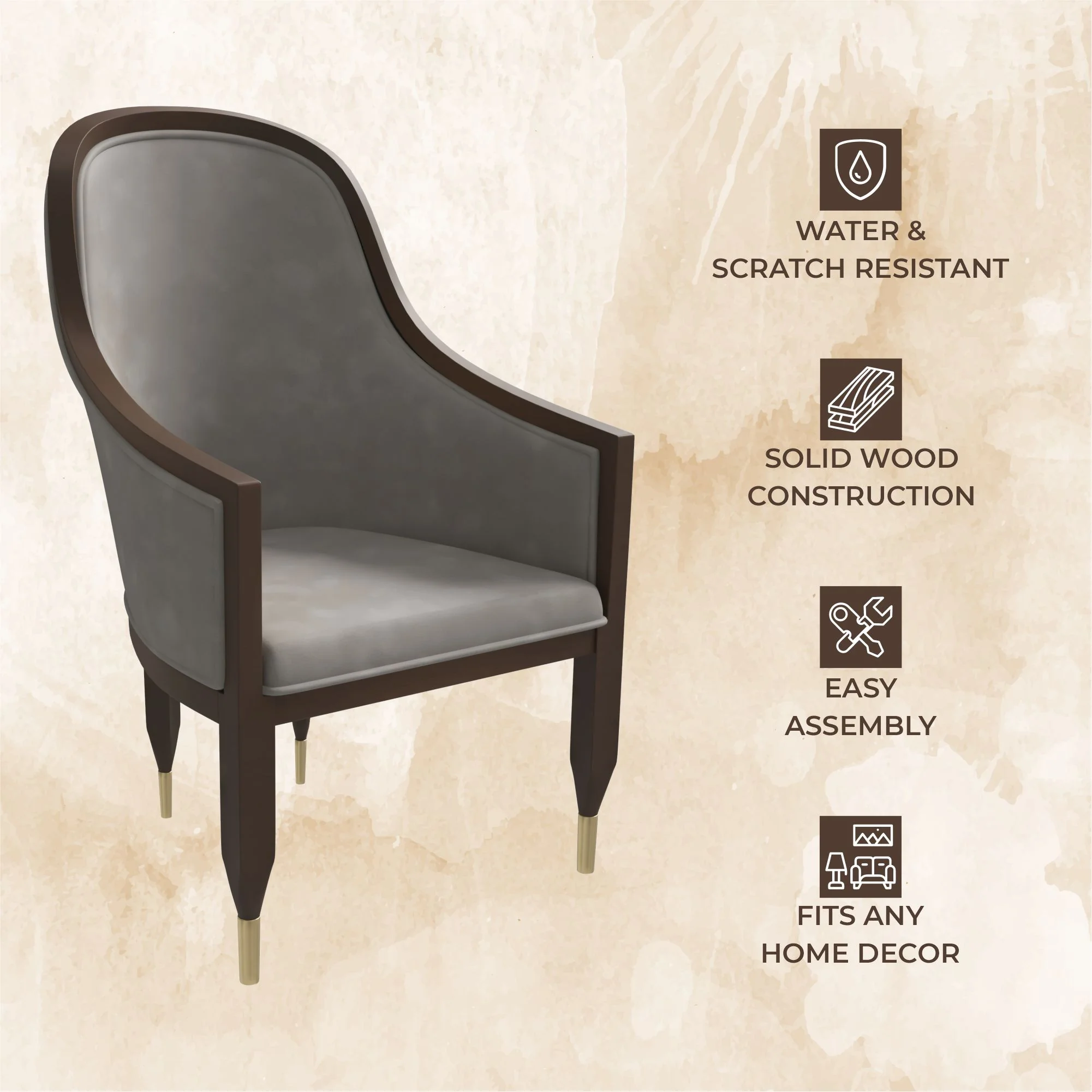 Belle Series Modern Dining Chair in Grey