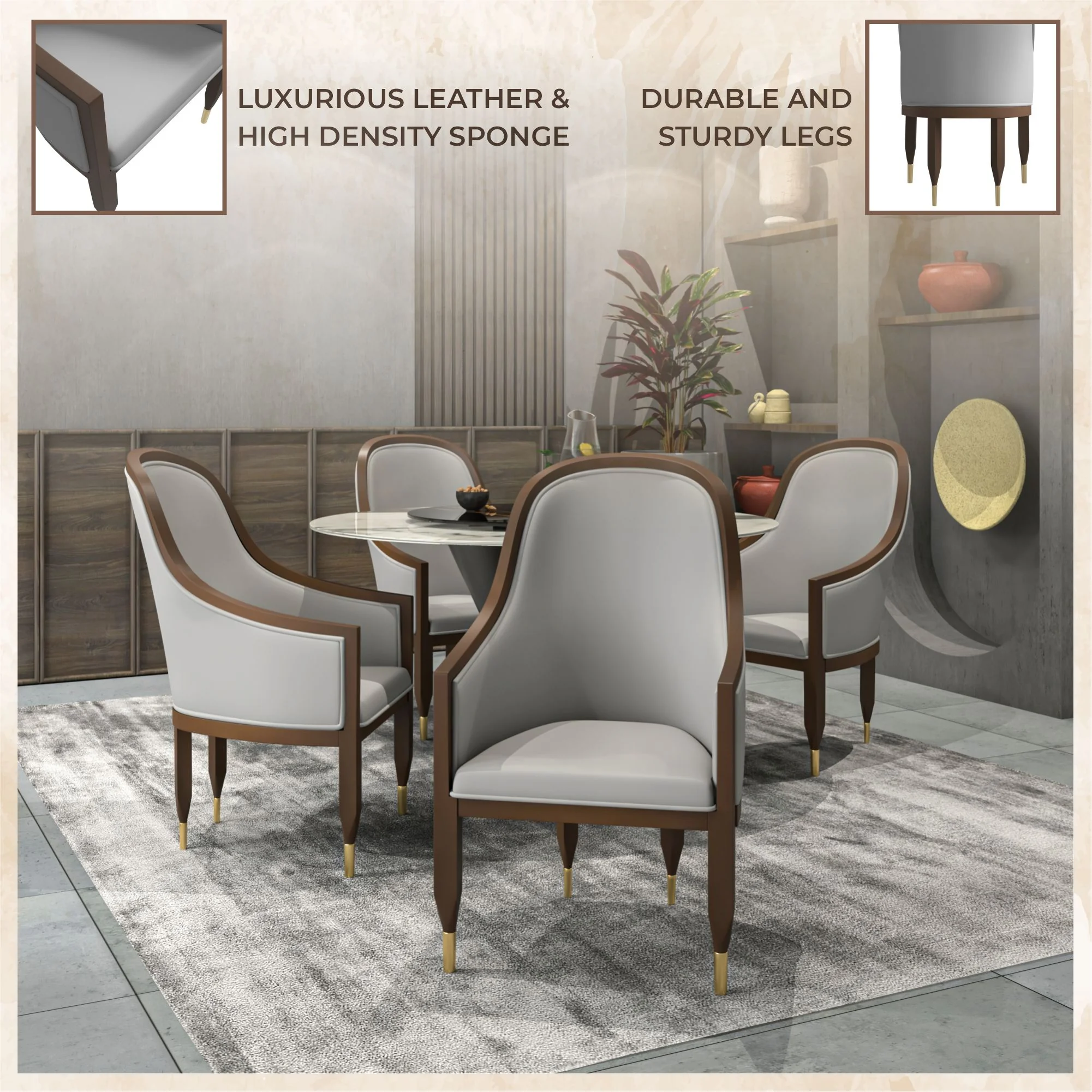 Elara Collection Wooden Dining Chair in Two-Tone Grey Set of 2
