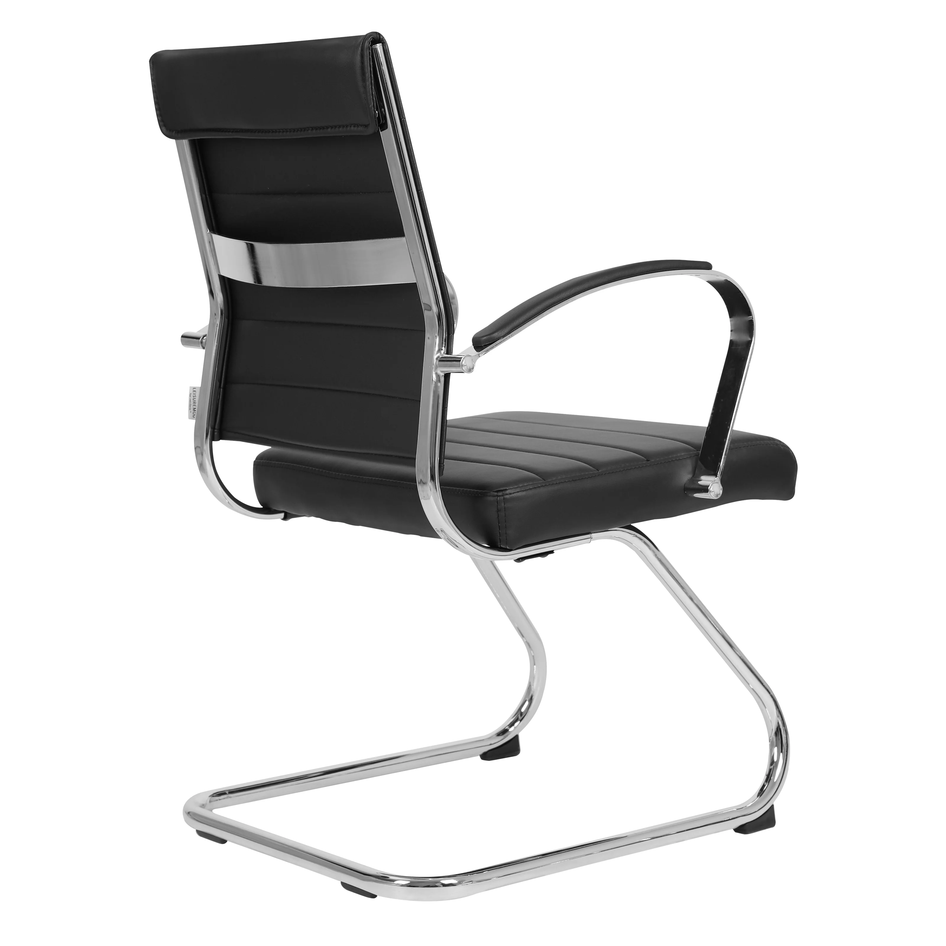 Benmar Home Leather Guest Office Chair in Black