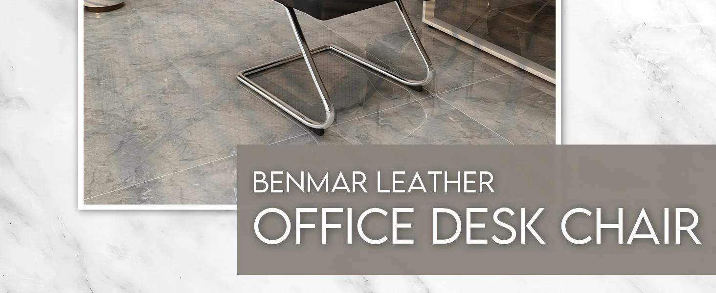 Benmar Home Leather Guest Office Chair in Black