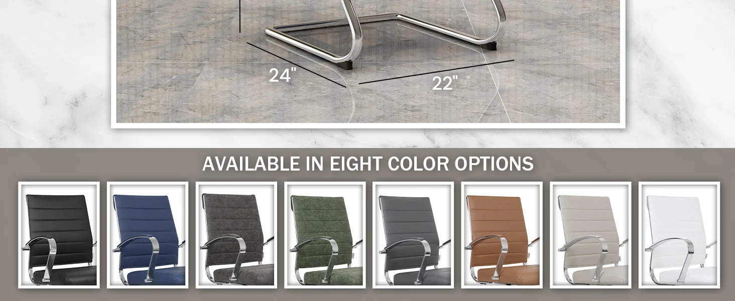 Benmar Home Leather Guest Office Chair in Navy Blue