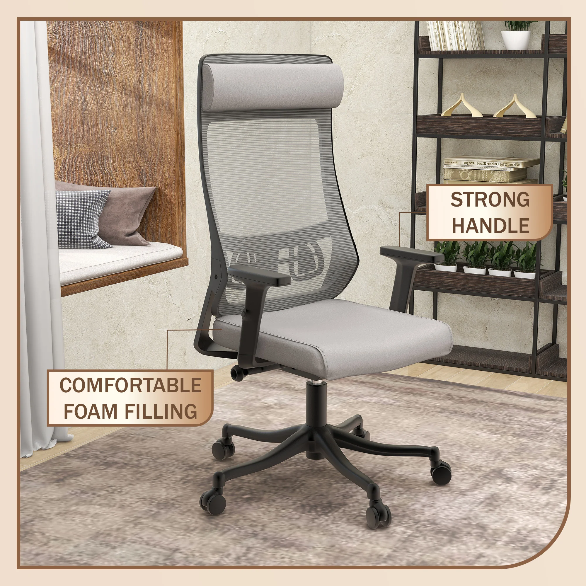 Benmar Home Leather Guest Office Chair in Charcoal