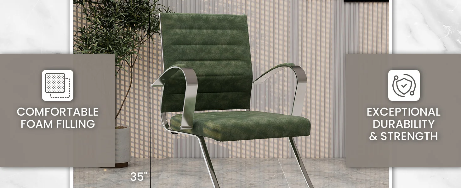 Benmar Home Leather Guest Office Chair in Green