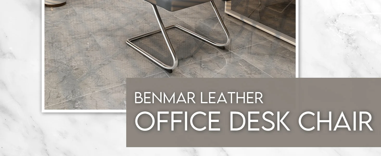 Benmar Home Leather Guest Office Chair in Grey