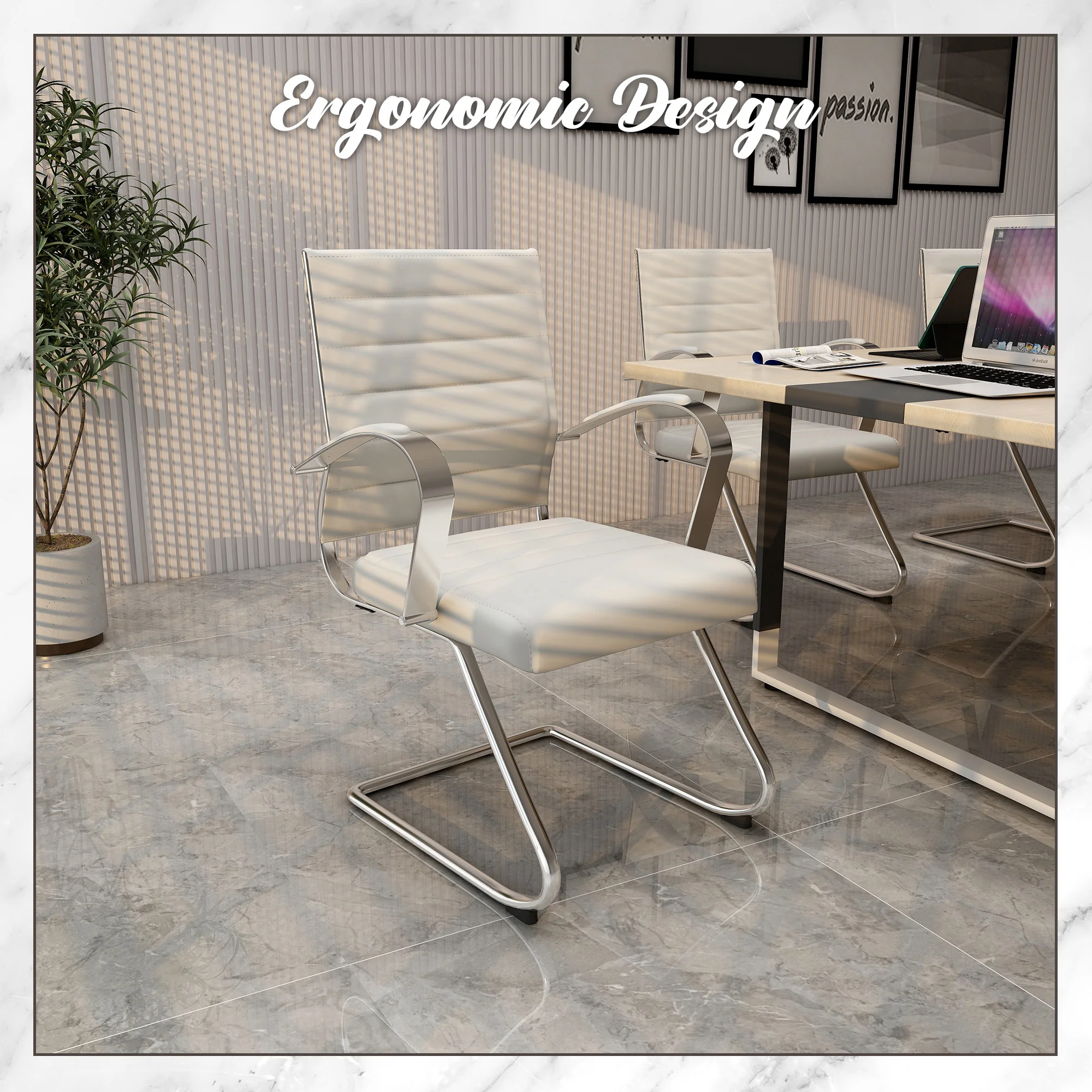 Benmar Home Leather Guest Office Chair in Tan