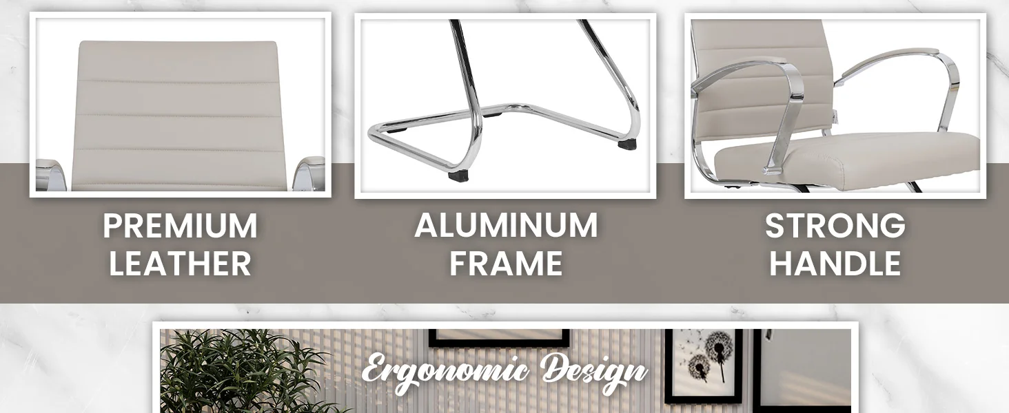 Benmar Home Leather Guest Office Chair in Tan