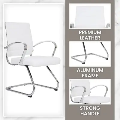 Benmar Home Leather Guest Office Chair in White