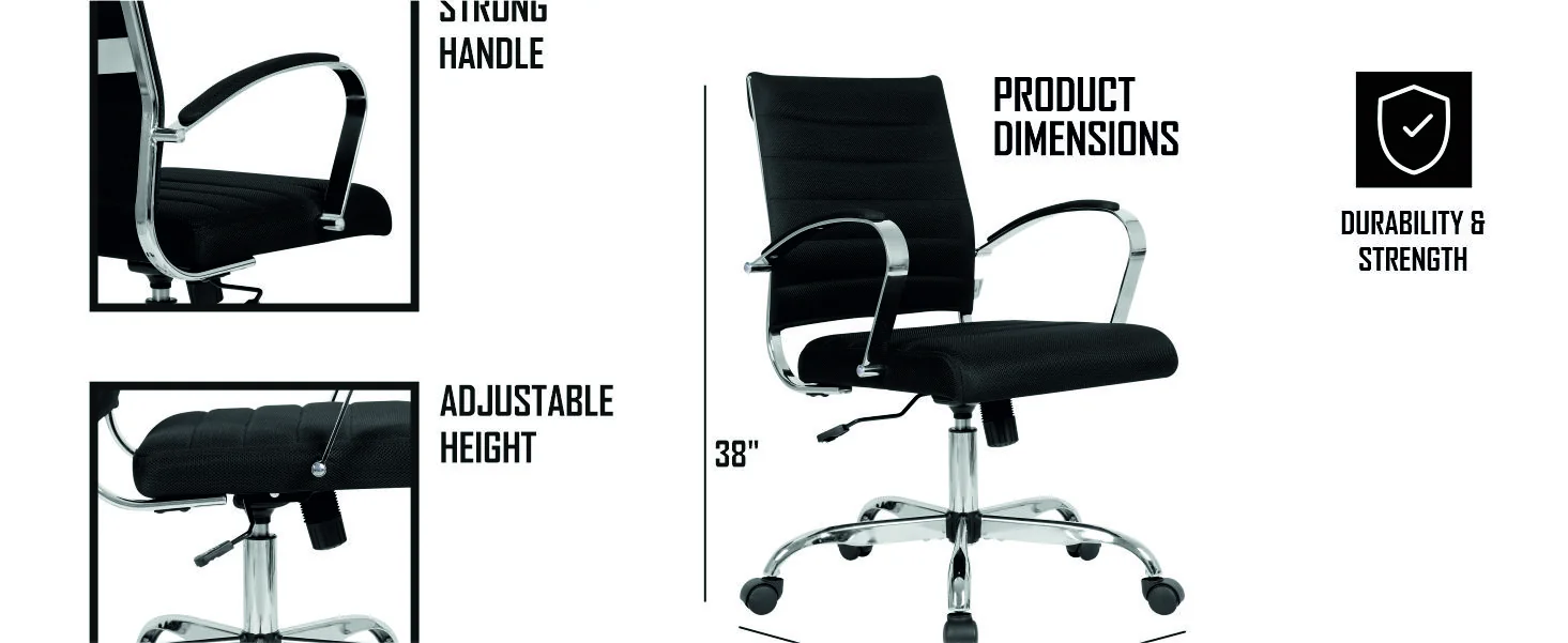 Benmar Home Mesh Office Chair in Black