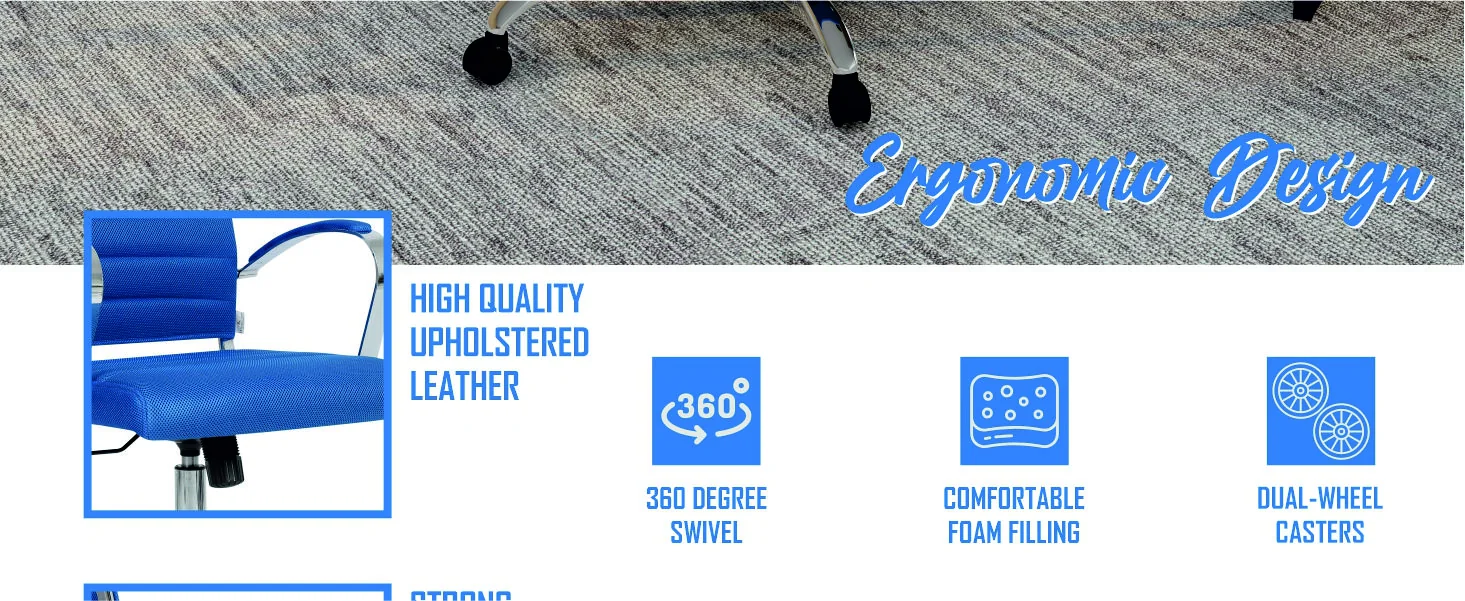 Benmar Home Mesh Office Chair in Navy Blue