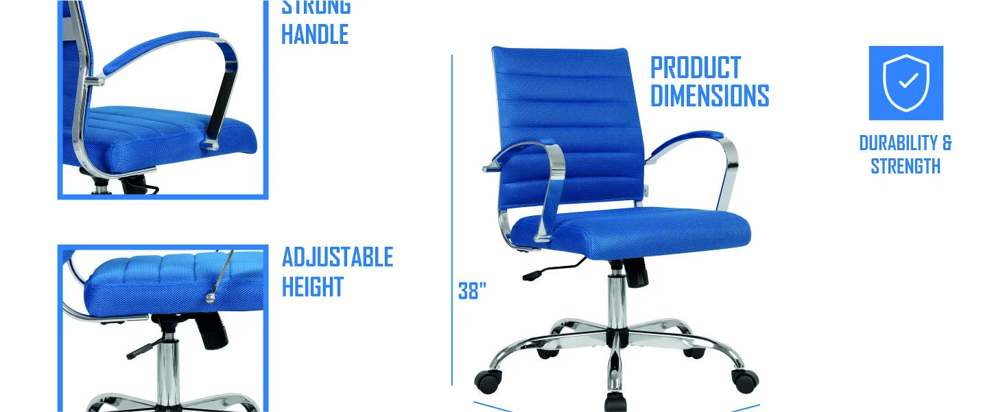 Benmar Home Mesh Office Chair in Navy Blue