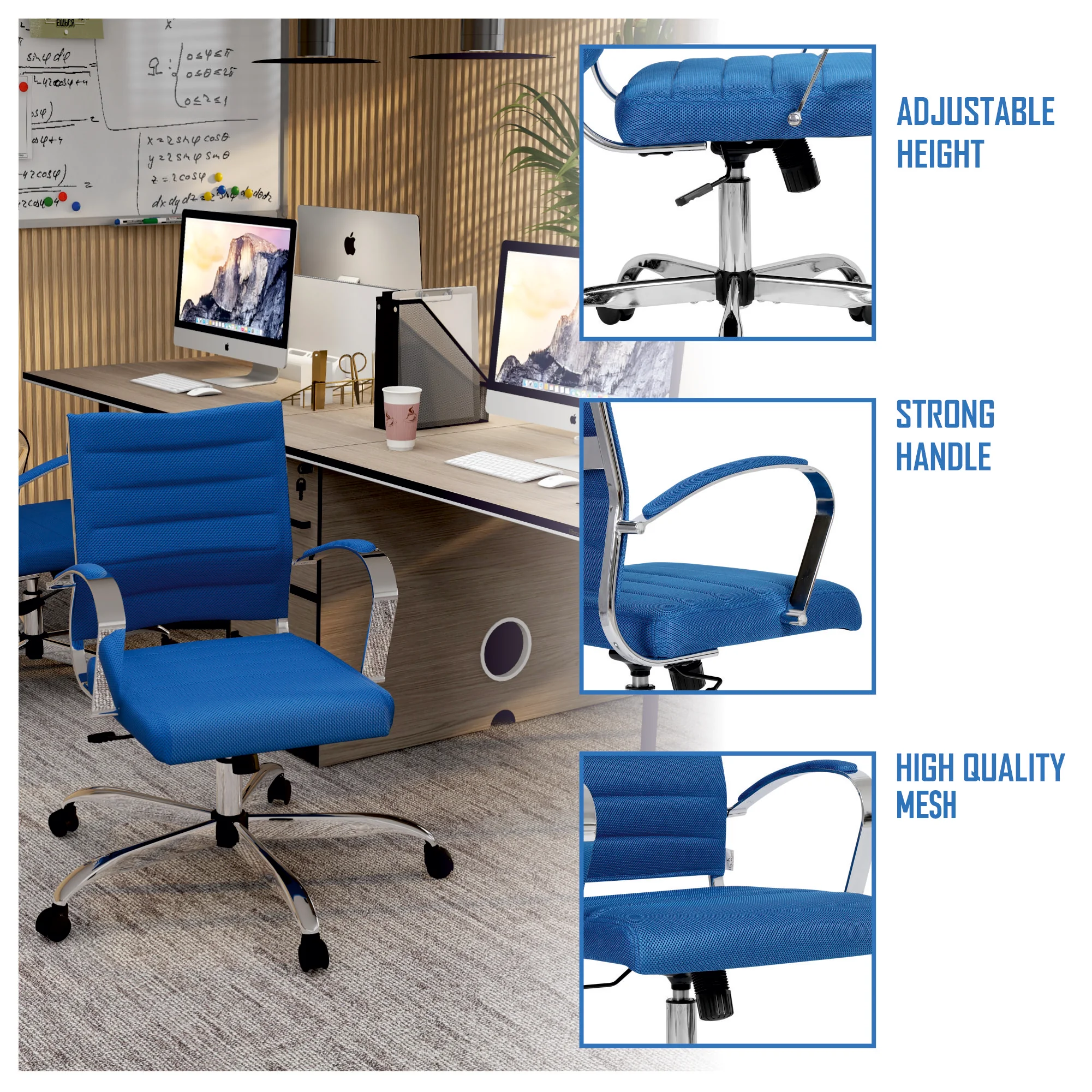 Benmar Home Mesh Office Chair in Navy Blue