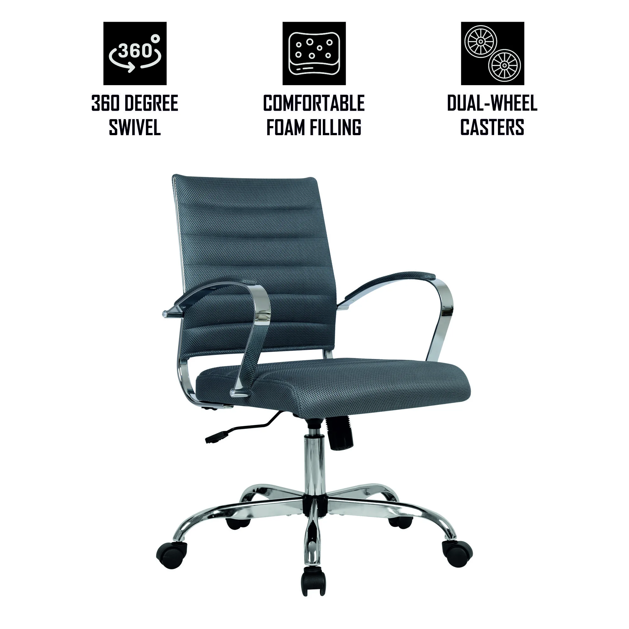 Benmar Home Mesh Office Chair in Grey