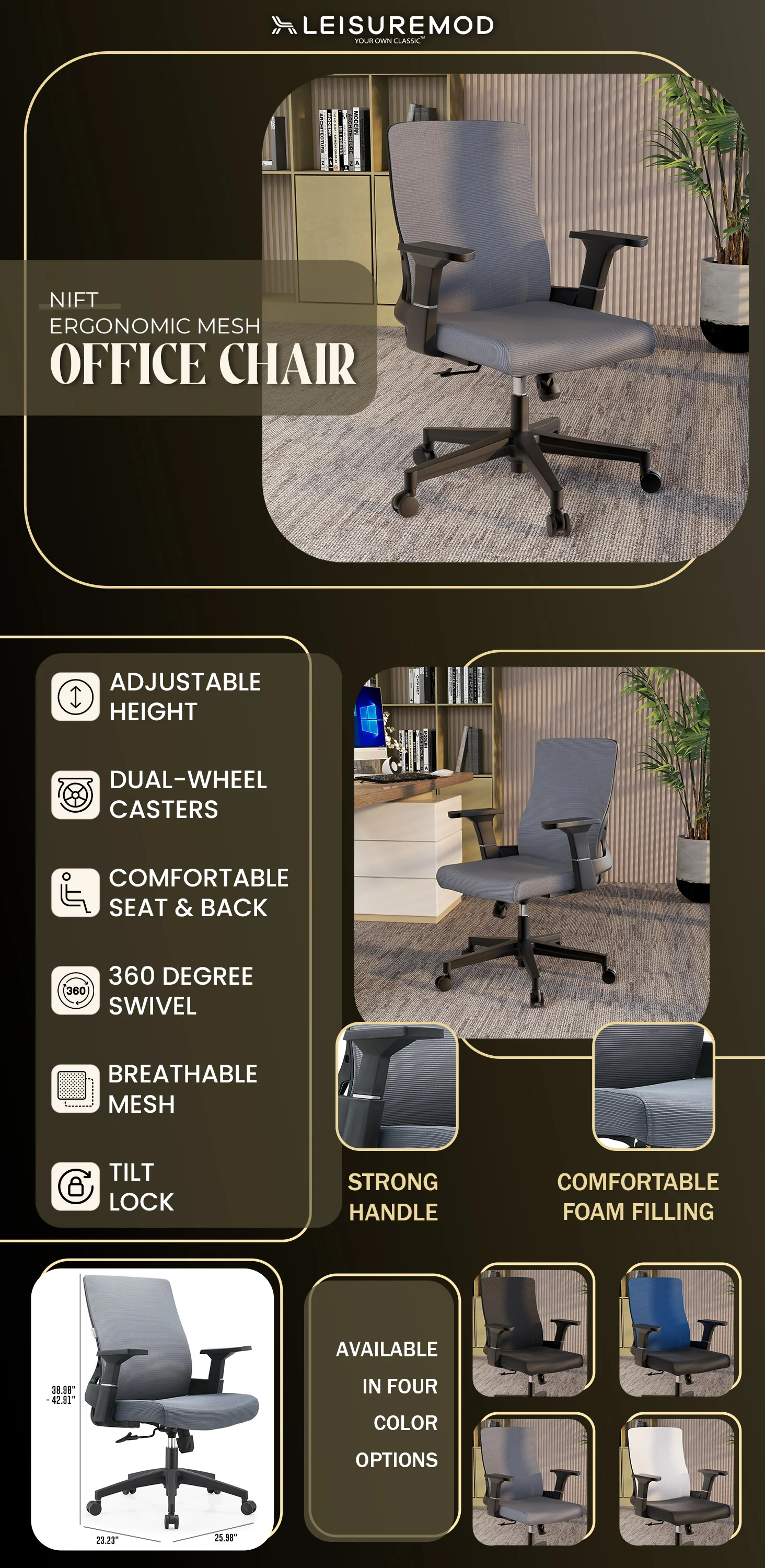 Office Brio Series Office Task Chair In Grey