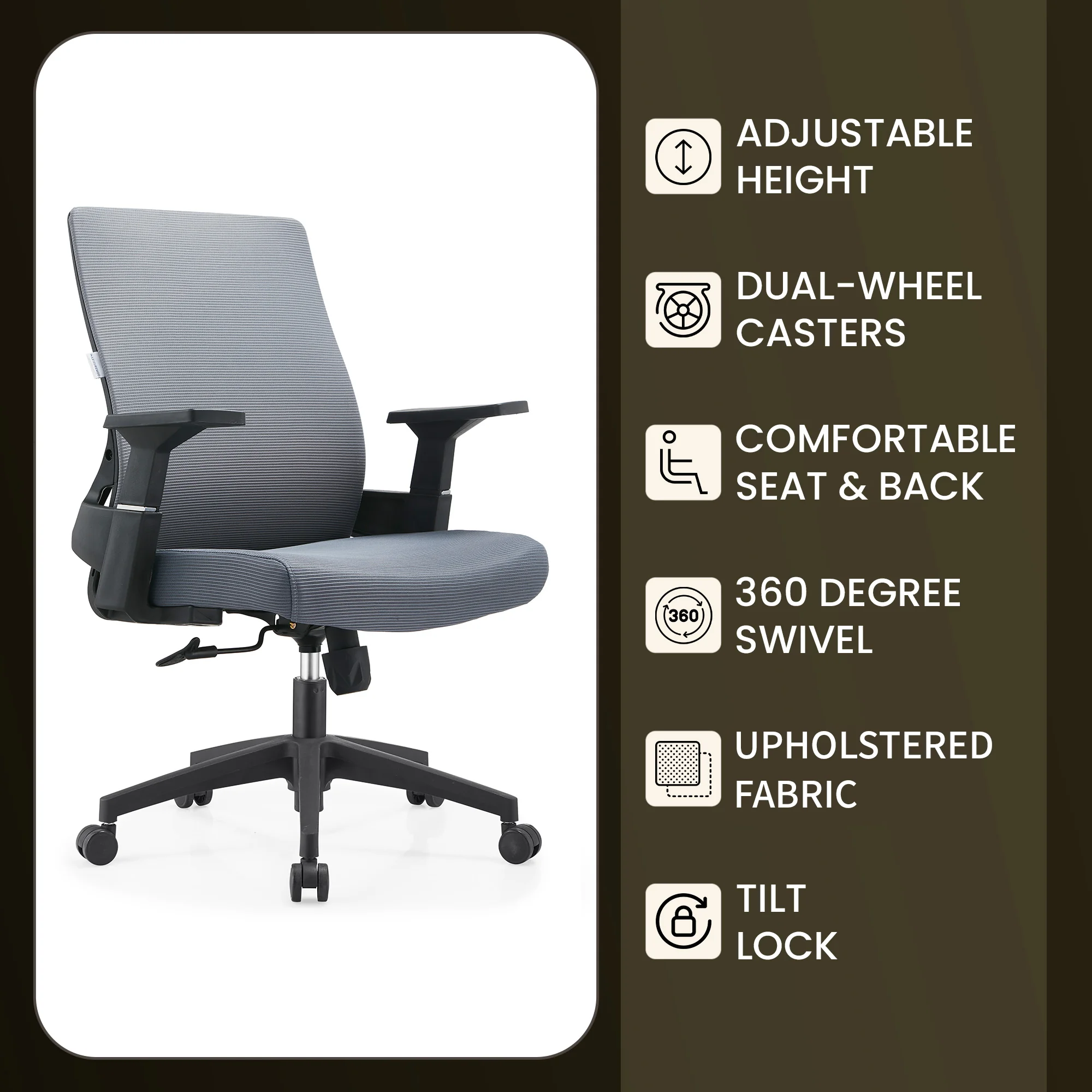 Office Brio Series Office Task Chair In Grey