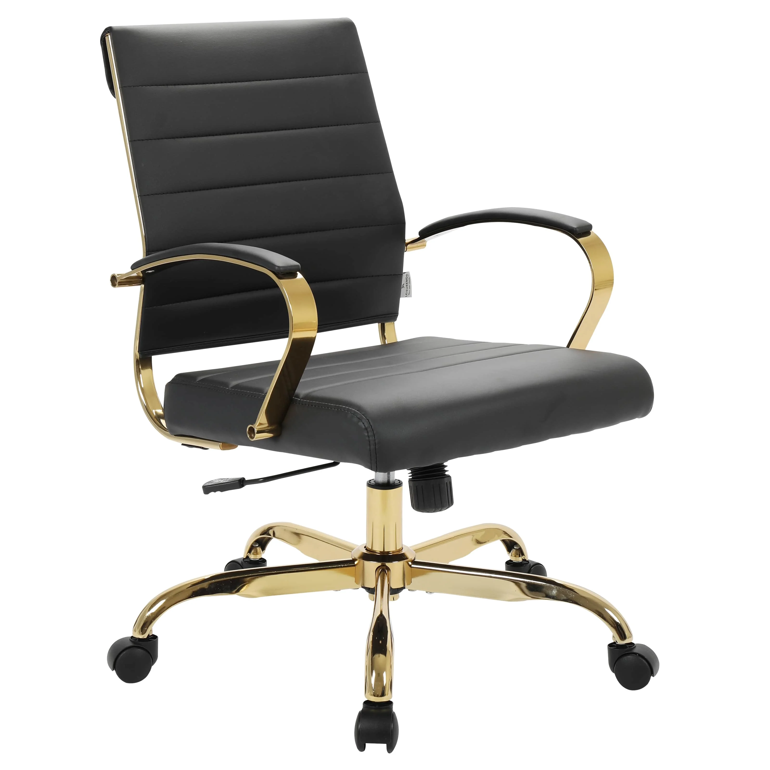 Benmar Home Leather Office Chair With Gold Frame