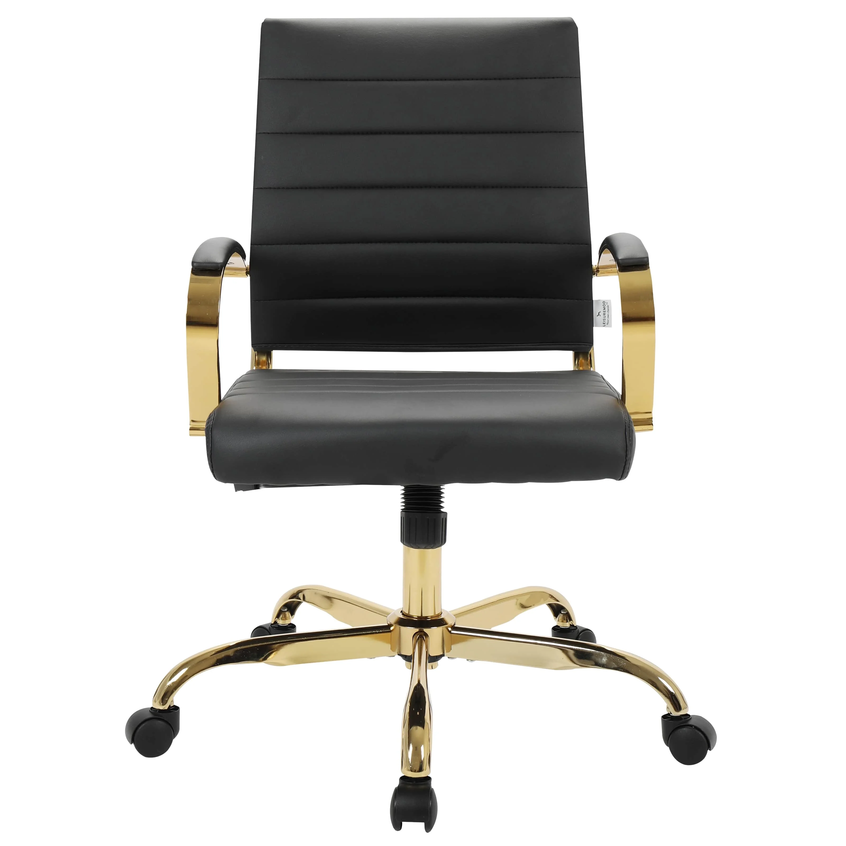 Benmar Home Leather Office Chair With Gold Frame