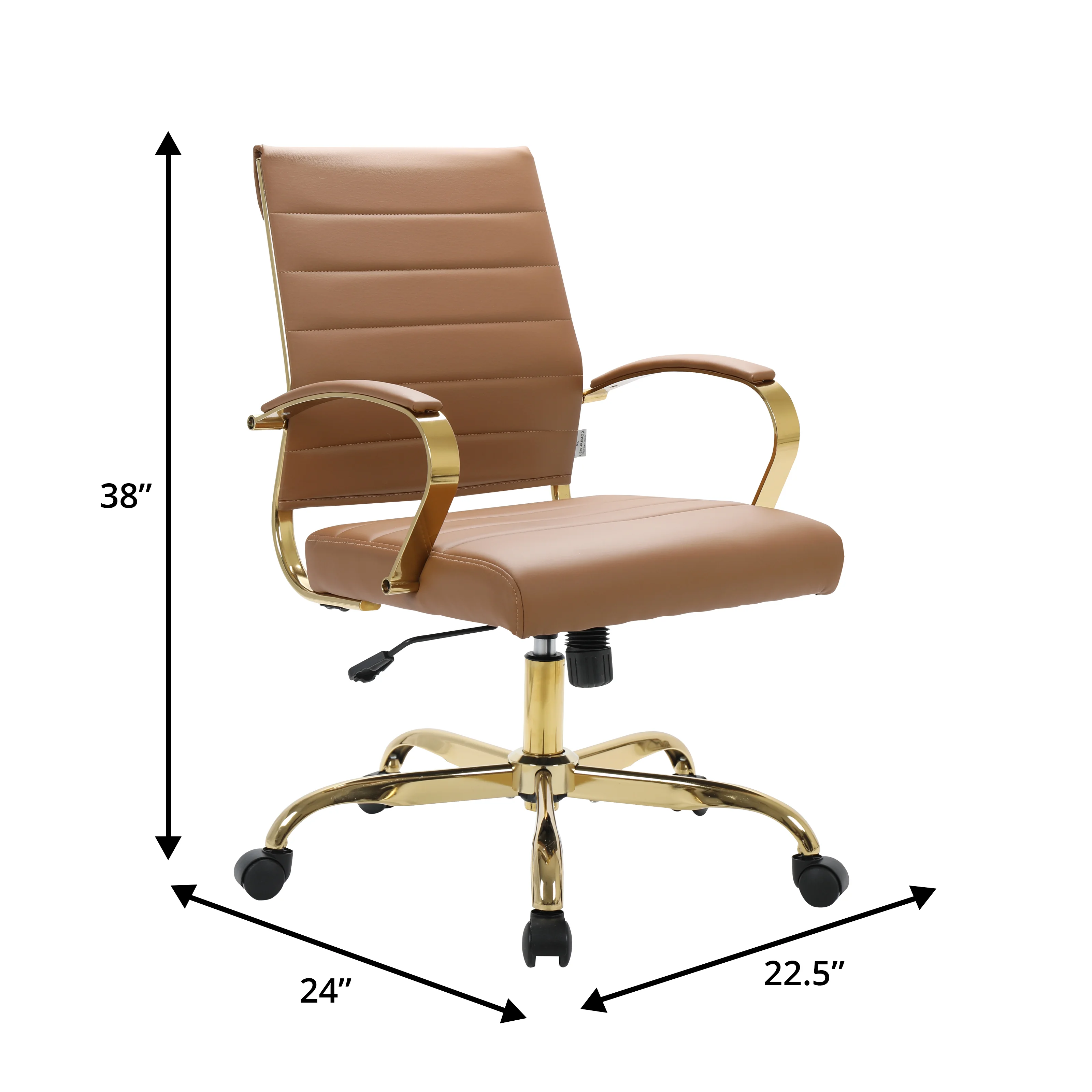 Benmar Home Leather Office Chair With Gold Frame
