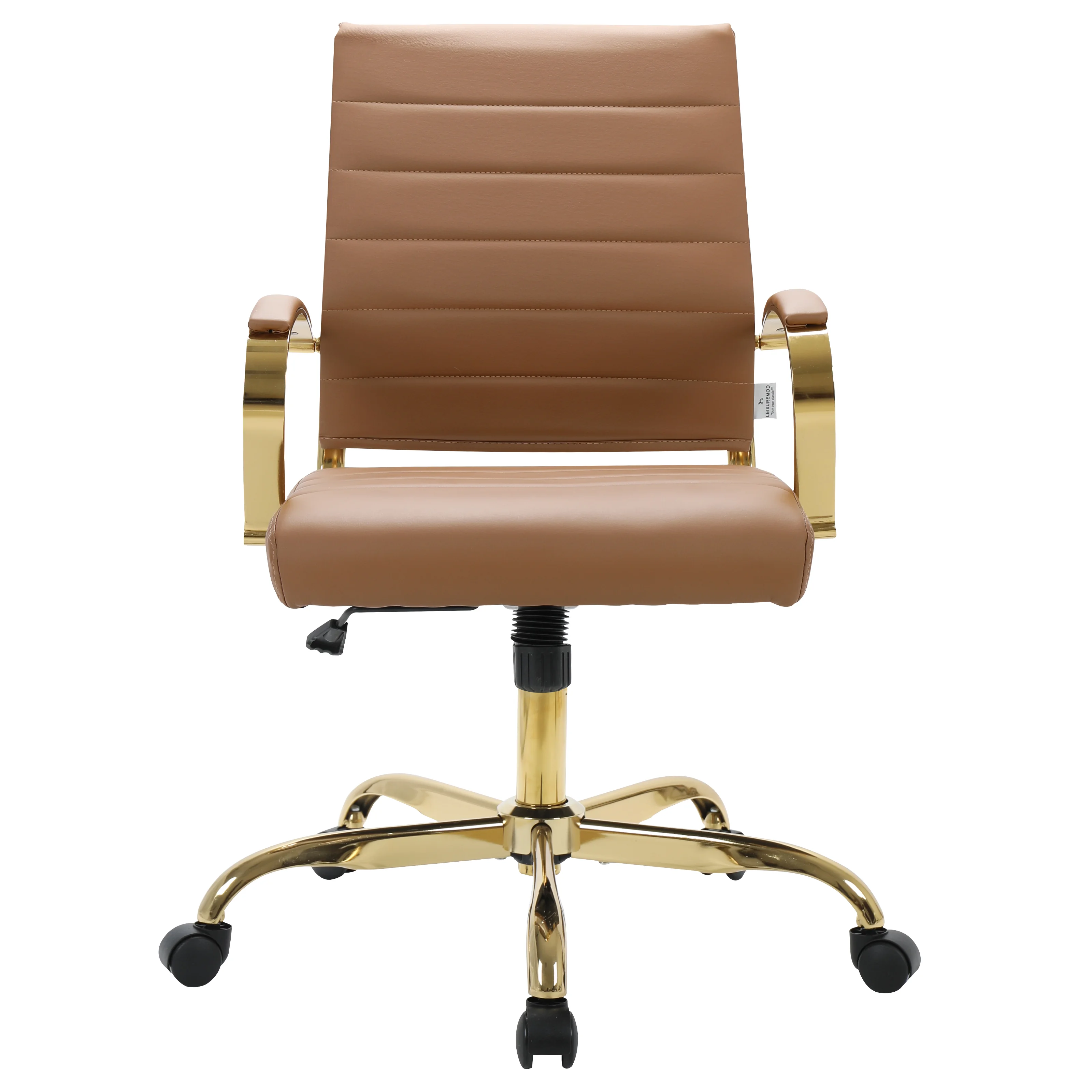 Benmar Home Leather Office Chair With Gold Frame